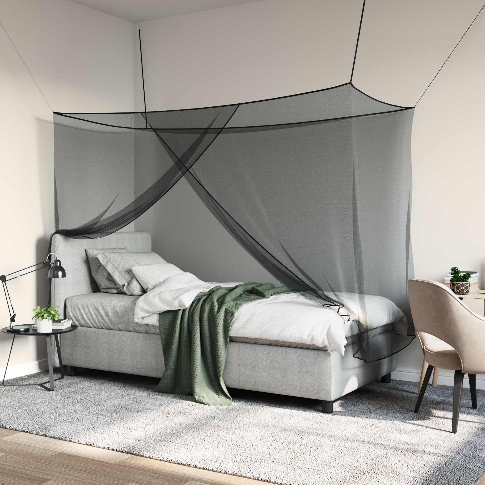 Muggennetje voor Bed 156 Gaas Zwart 220 x 120 x 150 cm is nu te koop bij PeponiXL, paradijselijk wonen!
