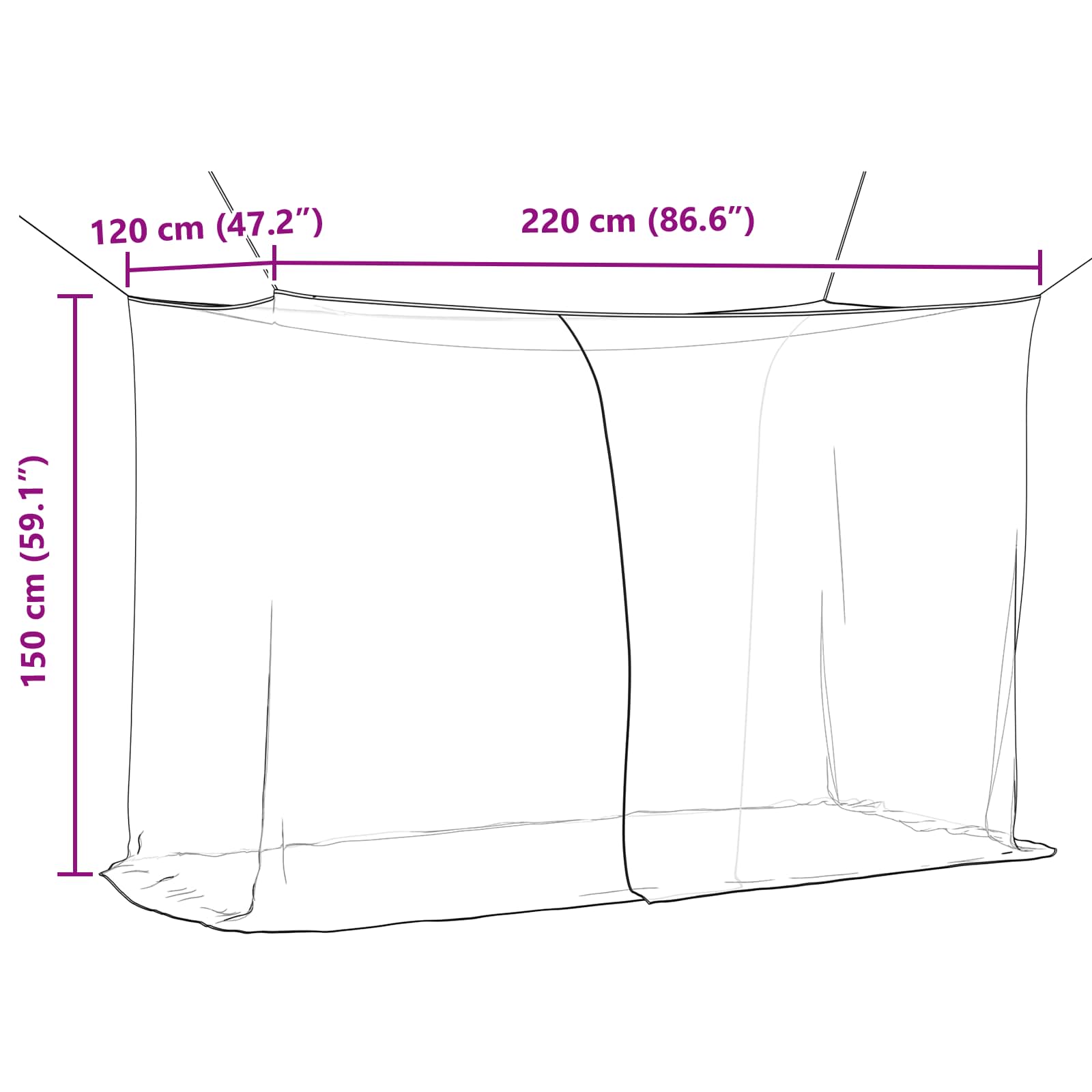 Muggennetje voor Bed 156 Gaas Zwart 220 x 120 x 150 cm is nu te koop bij PeponiXL, paradijselijk wonen!