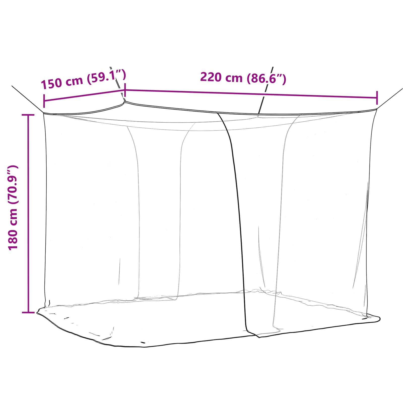 Muggennetje voor Bed 156 Gaas Zwart 220 x 150 x 180 cm is nu te koop bij PeponiXL, paradijselijk wonen!