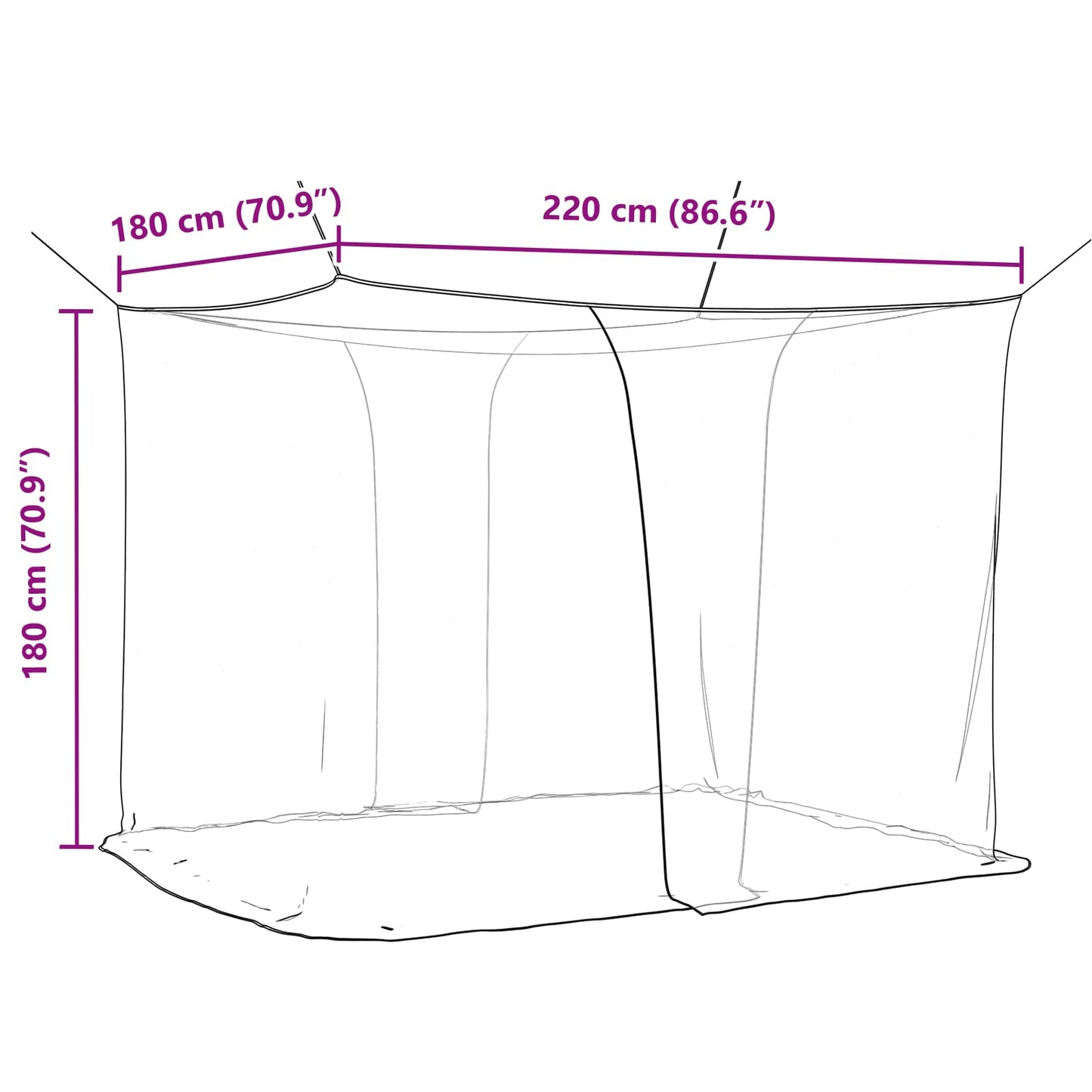 Muggennetje voor Bed 156 Gaas Zwart 220 x 180 x 180 cm is nu te koop bij PeponiXL, paradijselijk wonen!