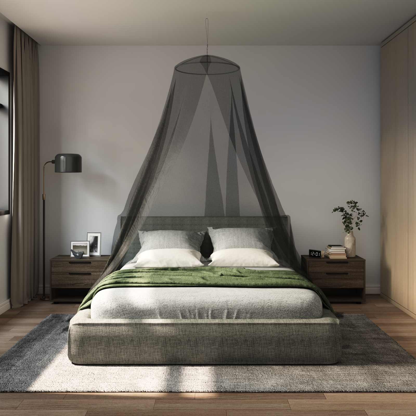 Klamboe voor bed 3 pcs 156 mesh Zwart ⌀56 x 220 cm Polyester is nu te koop bij PeponiXL, paradijselijk wonen!