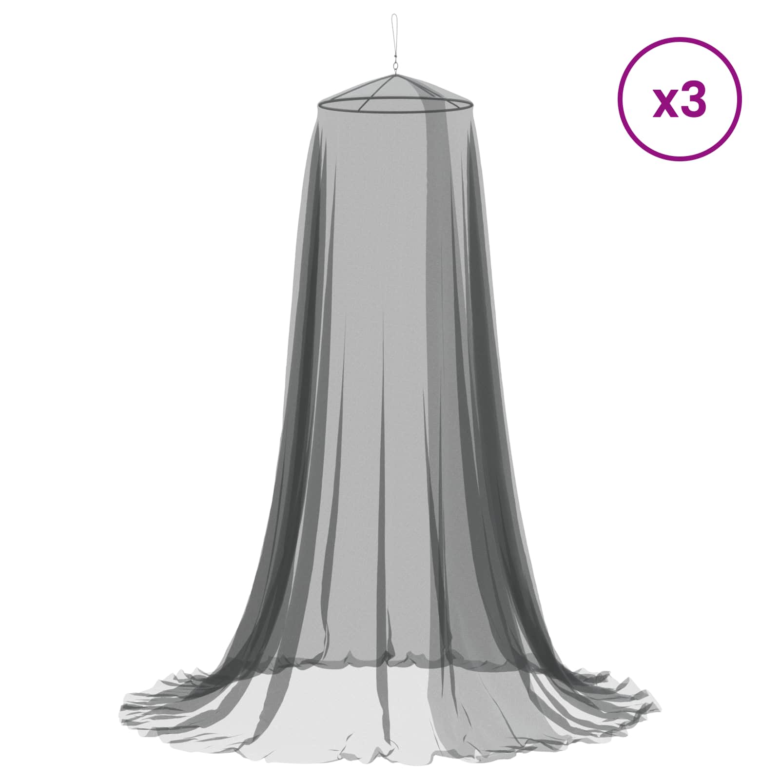 Klamboe voor bed 3 pcs 156 mesh Zwart ⌀56 x 220 cm Polyester is nu te koop bij PeponiXL, paradijselijk wonen!