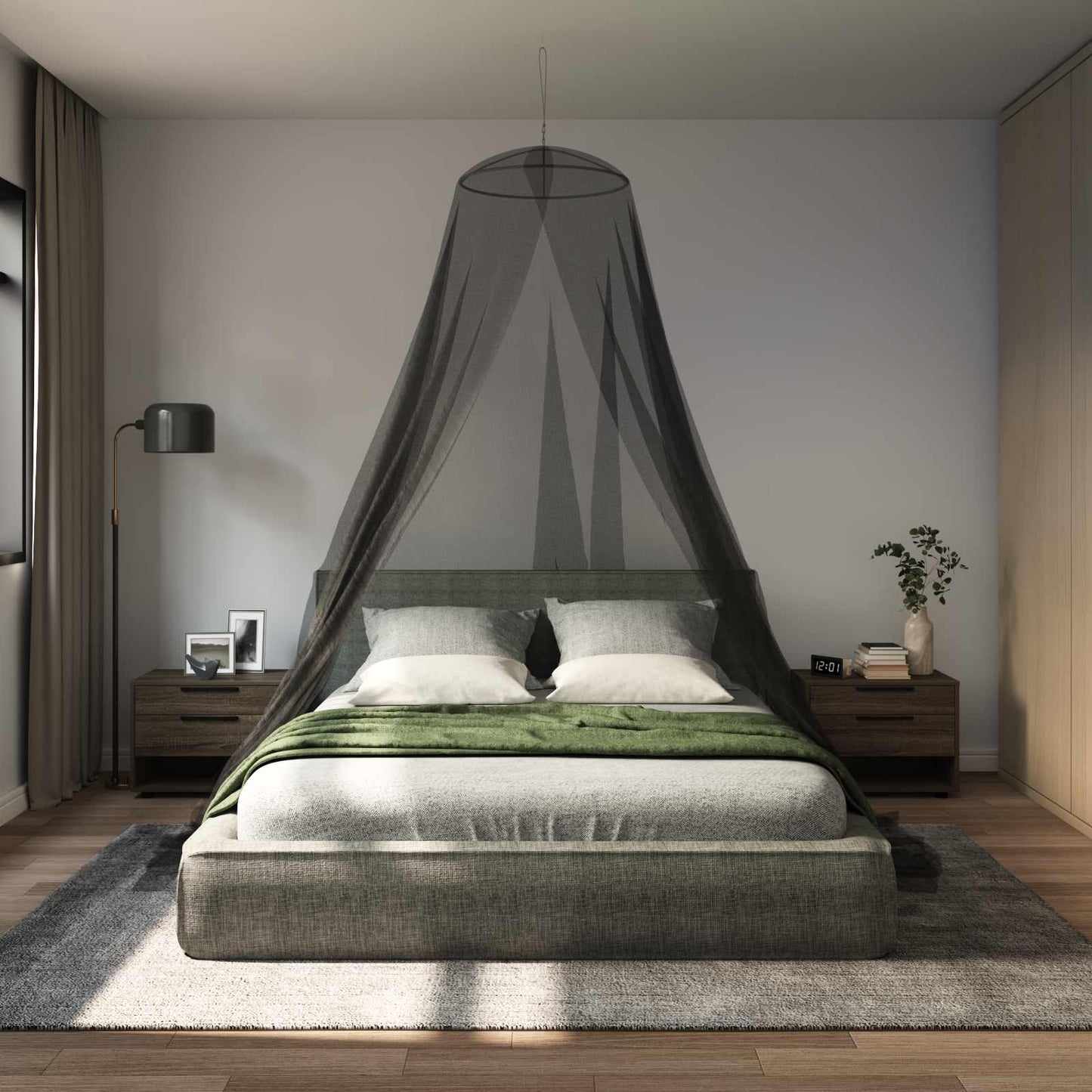 Klamboe voor bed 3 pcs 156 mesh Zwart ⌀56 x 220 cm Polyester is nu te koop bij PeponiXL, paradijselijk wonen!