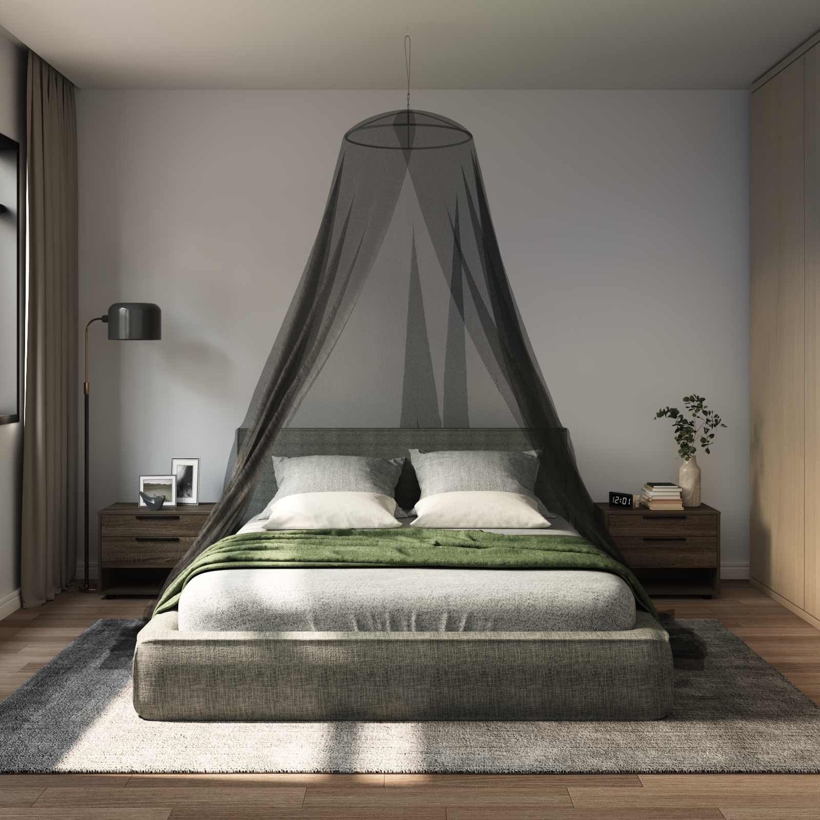 Klamboe voor bed 3 pcs 156 mesh Zwart ⌀56 x 220 cm Polyester is nu te koop bij PeponiXL, paradijselijk wonen!