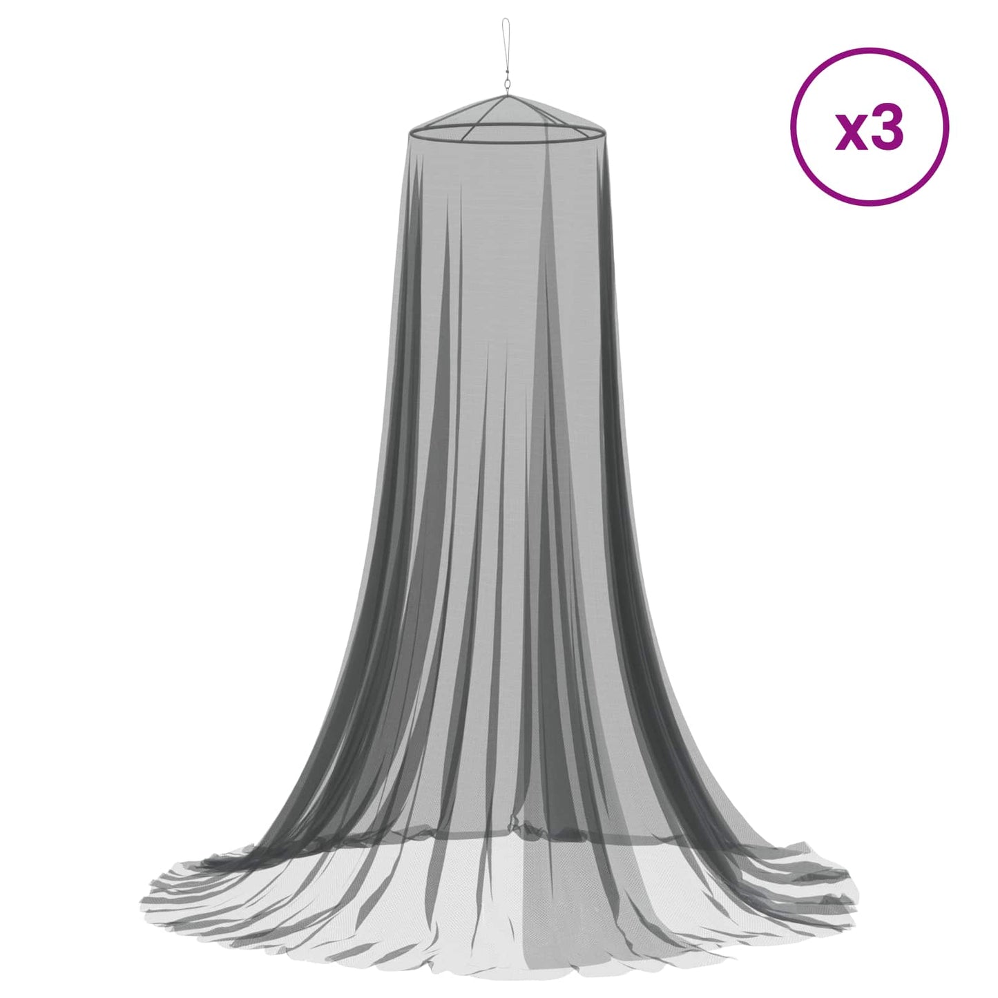 Klamboe voor bed 3 pcs 156 mesh Zwart ⌀56 x 220 cm Polyester is nu te koop bij PeponiXL, paradijselijk wonen!