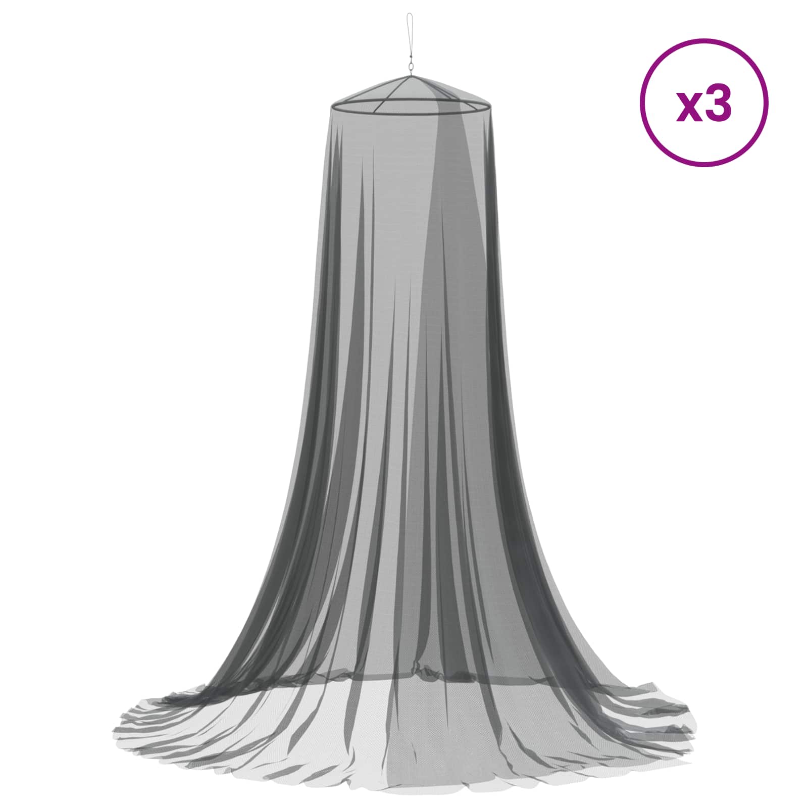 Klamboe voor bed 3 pcs 156 mesh Zwart ⌀56 x 220 cm Polyester is nu te koop bij PeponiXL, paradijselijk wonen!