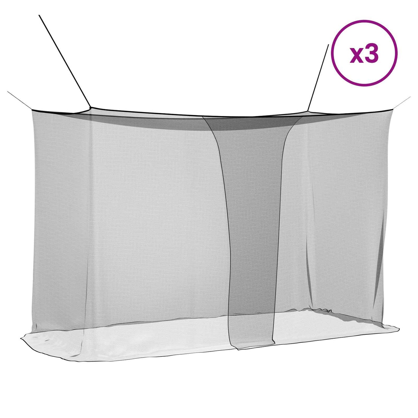 Muggennetje voor Bed 156 Gaas 3 pcs Zwart Polyester is nu te koop bij PeponiXL, paradijselijk wonen!