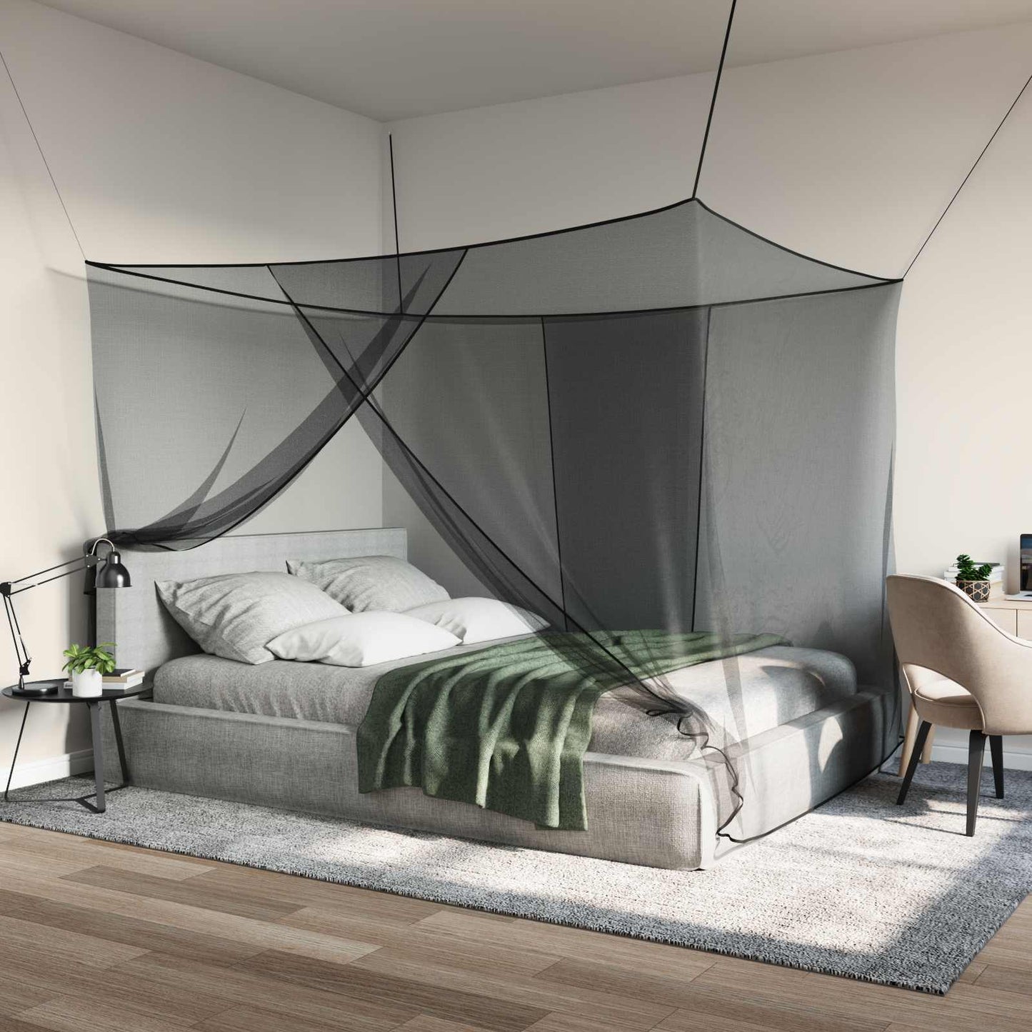 Muggennetje voor Bed 156 Gaas 3 pcs Zwart Polyester is nu te koop bij PeponiXL, paradijselijk wonen!