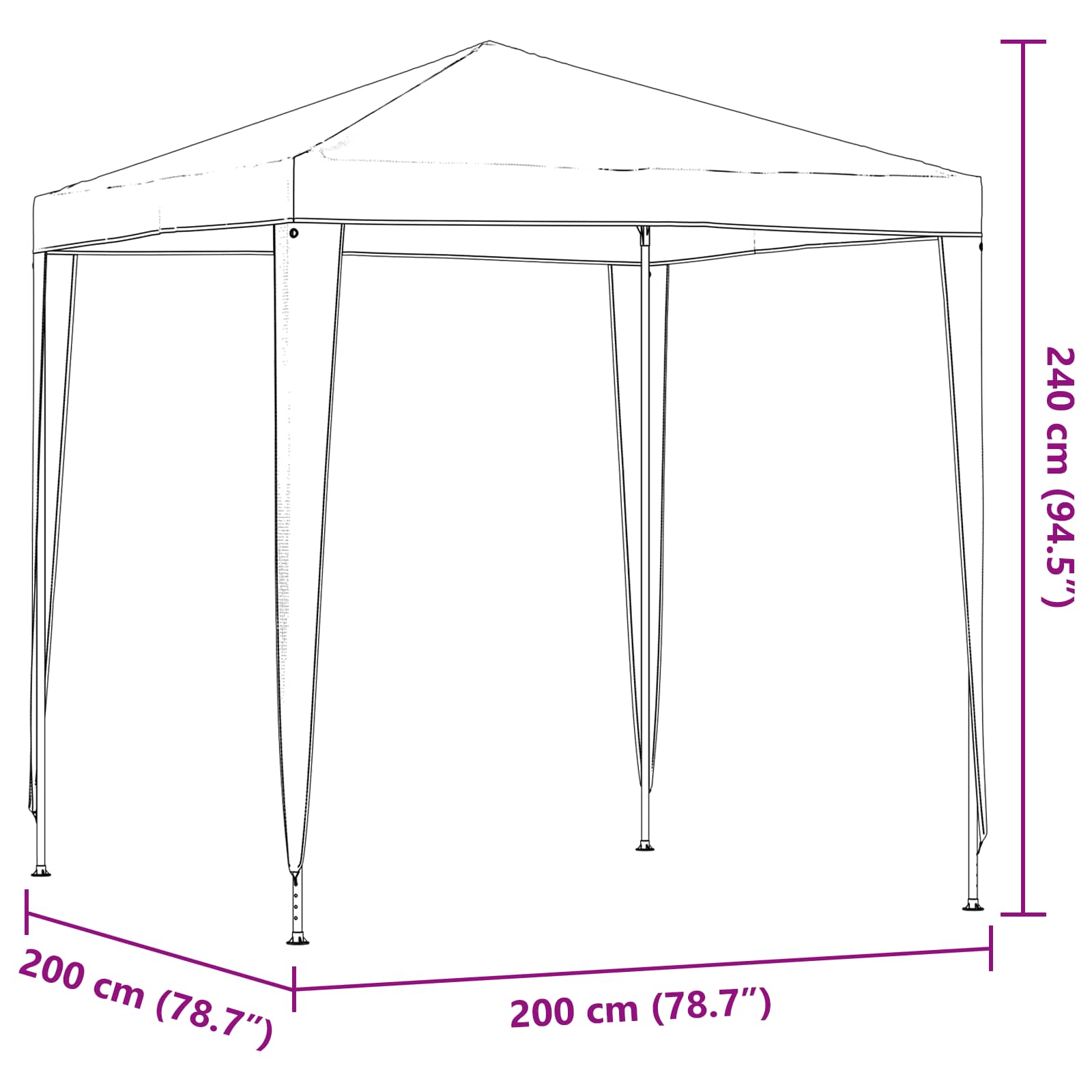 Partytent 200 x 200 x 240 cm Lichtgrijs PE en staal is nu te koop bij PeponiXL, paradijselijk wonen!