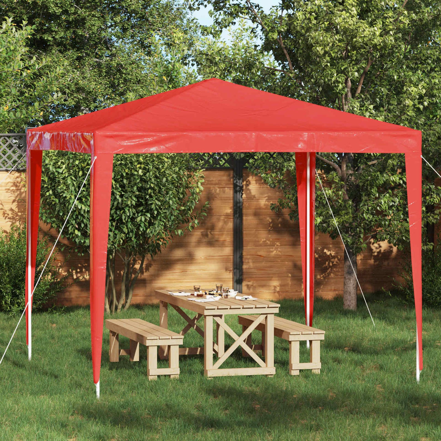 Partytent 250 x 250 x 240 cm Rood PE en staal is nu te koop bij PeponiXL, paradijselijk wonen!