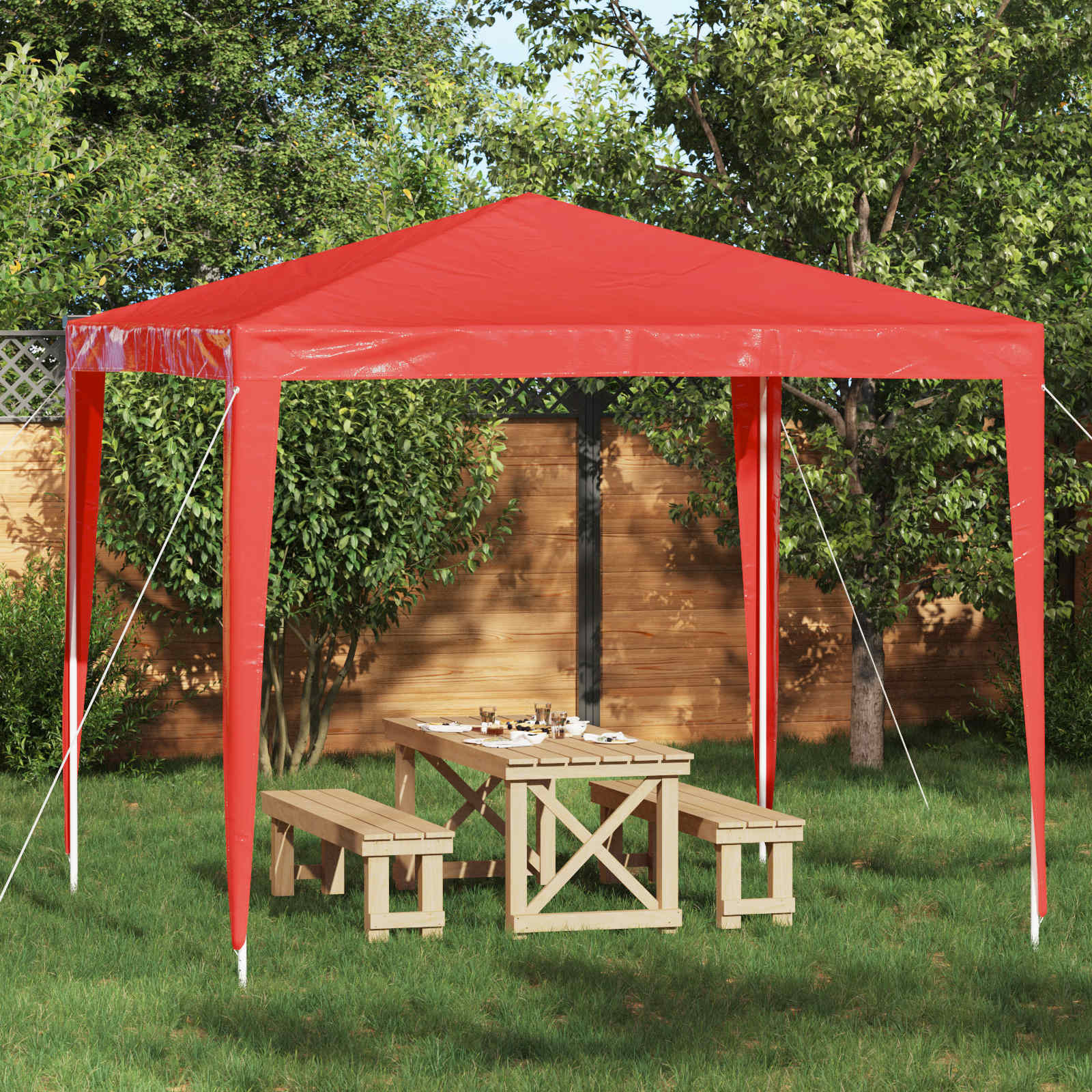 Partytent 250 x 250 x 240 cm Rood PE en staal is nu te koop bij PeponiXL, paradijselijk wonen!
