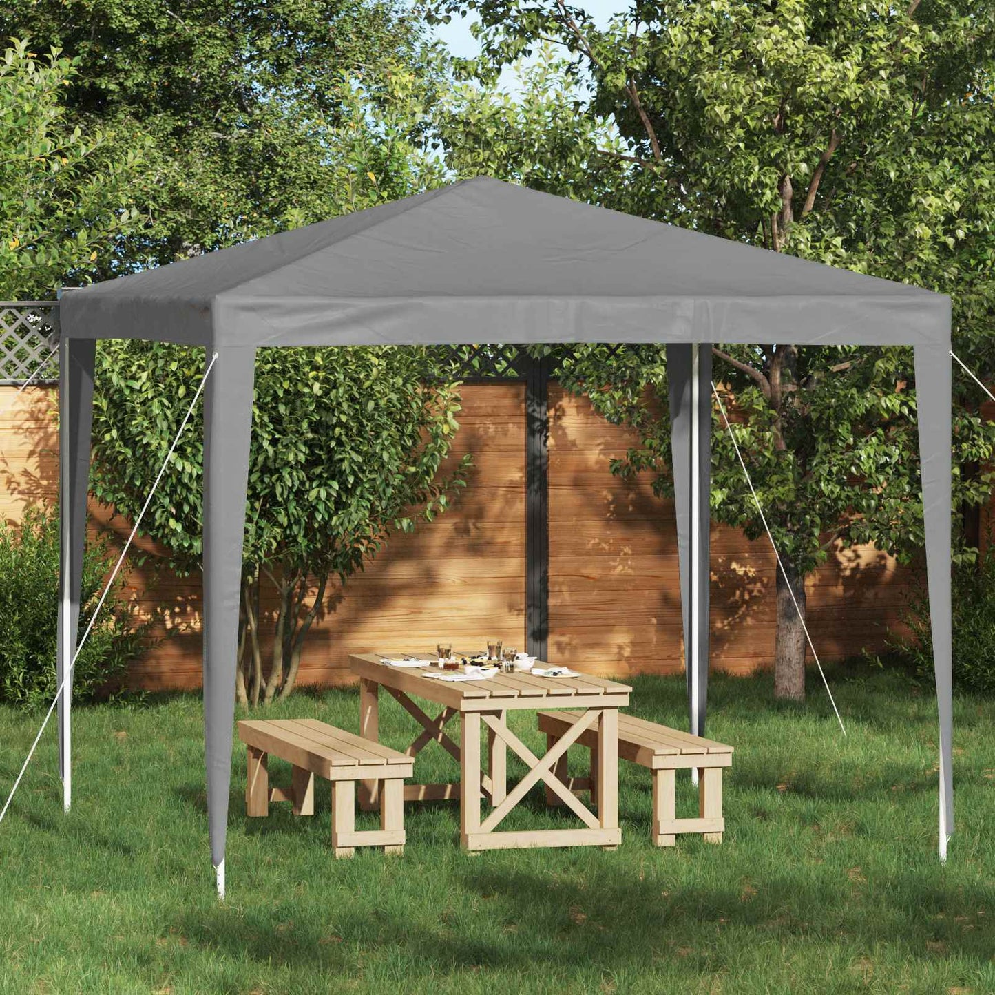 Partytent 250 x 250 x 240 cm Lichtgrijs PE en staal is nu te koop bij PeponiXL, paradijselijk wonen!