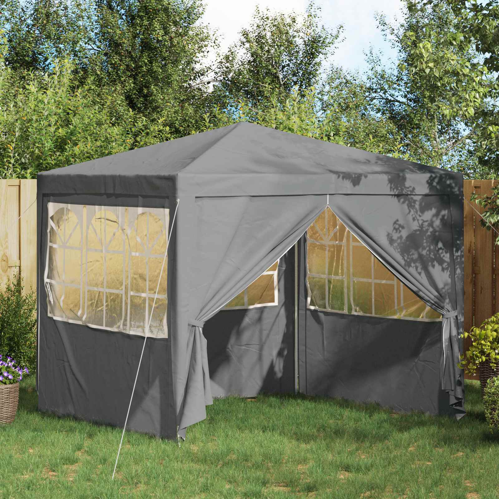 Partytent Lichtgrijs 250 x 250 x 240 cm PE en staal is nu te koop bij PeponiXL, paradijselijk wonen!