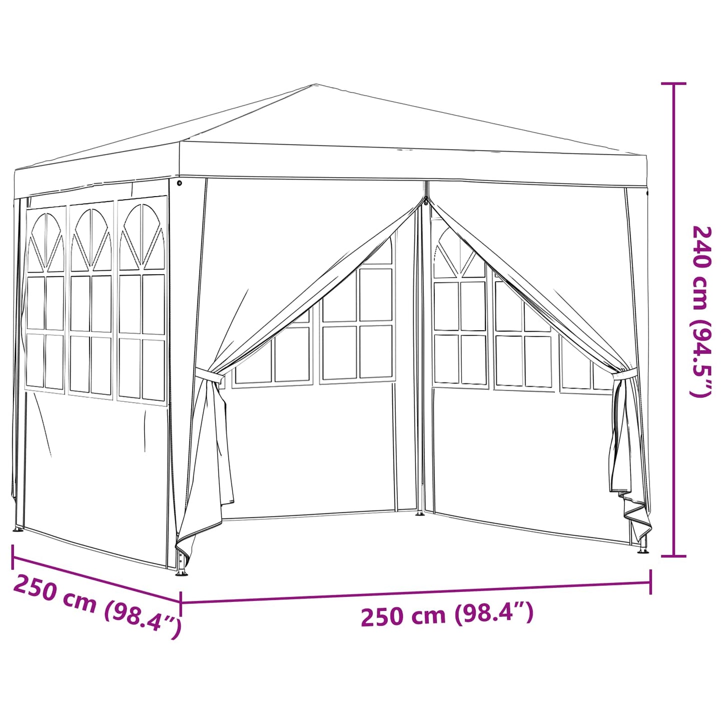 Partytent Lichtgrijs 250 x 250 x 240 cm PE en staal is nu te koop bij PeponiXL, paradijselijk wonen!