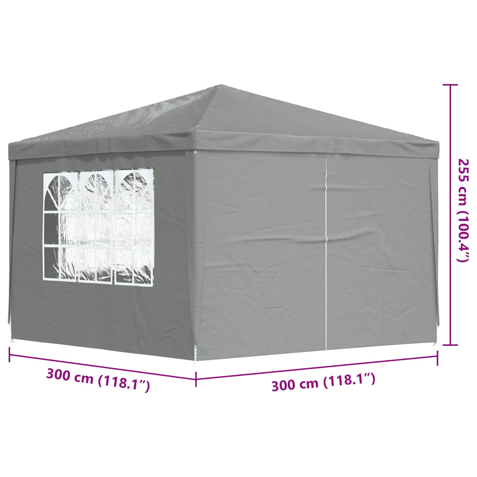 Partytent 300 x 300 x 255 cm Lichtgrijs PE en staal is nu te koop bij PeponiXL, paradijselijk wonen!