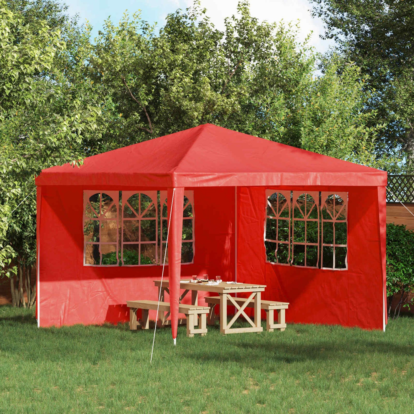 Party Tent Zijwand 2 pcs 300 x 195 cm Rood PE en staal is nu te koop bij PeponiXL, paradijselijk wonen!