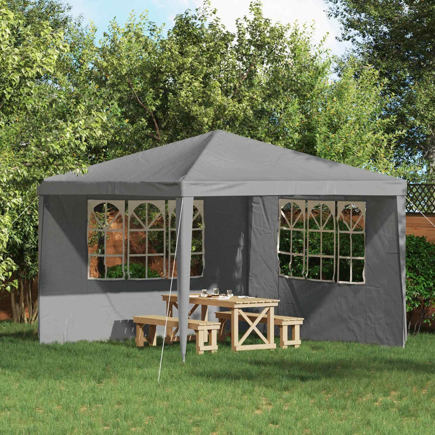 Party Tent Zijwand 2 pcs 300 x 195 cm Lichtgrijs PE en staal is nu te koop bij PeponiXL, paradijselijk wonen!