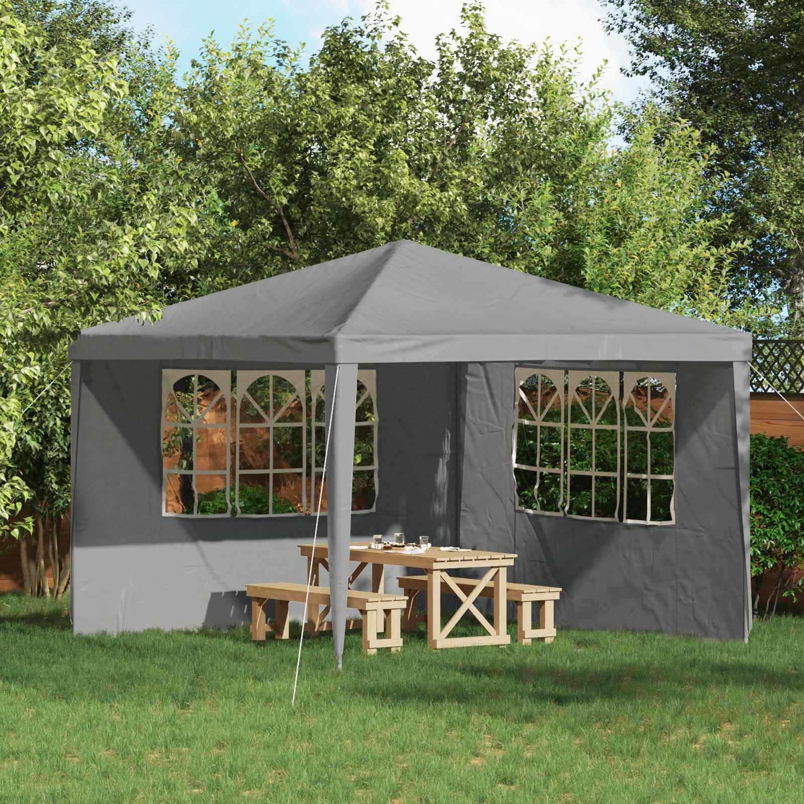 Party Tent Zijwand 2 pcs 300 x 195 cm Lichtgrijs PE en staal is nu te koop bij PeponiXL, paradijselijk wonen!