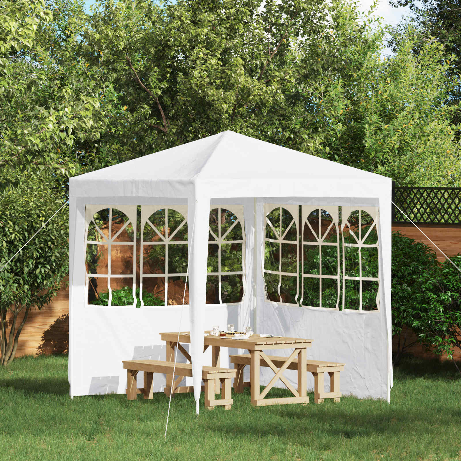 Party Tent Zijwand 2 pcs 200 x 195 cm Wit PE en staal is nu te koop bij PeponiXL, paradijselijk wonen!