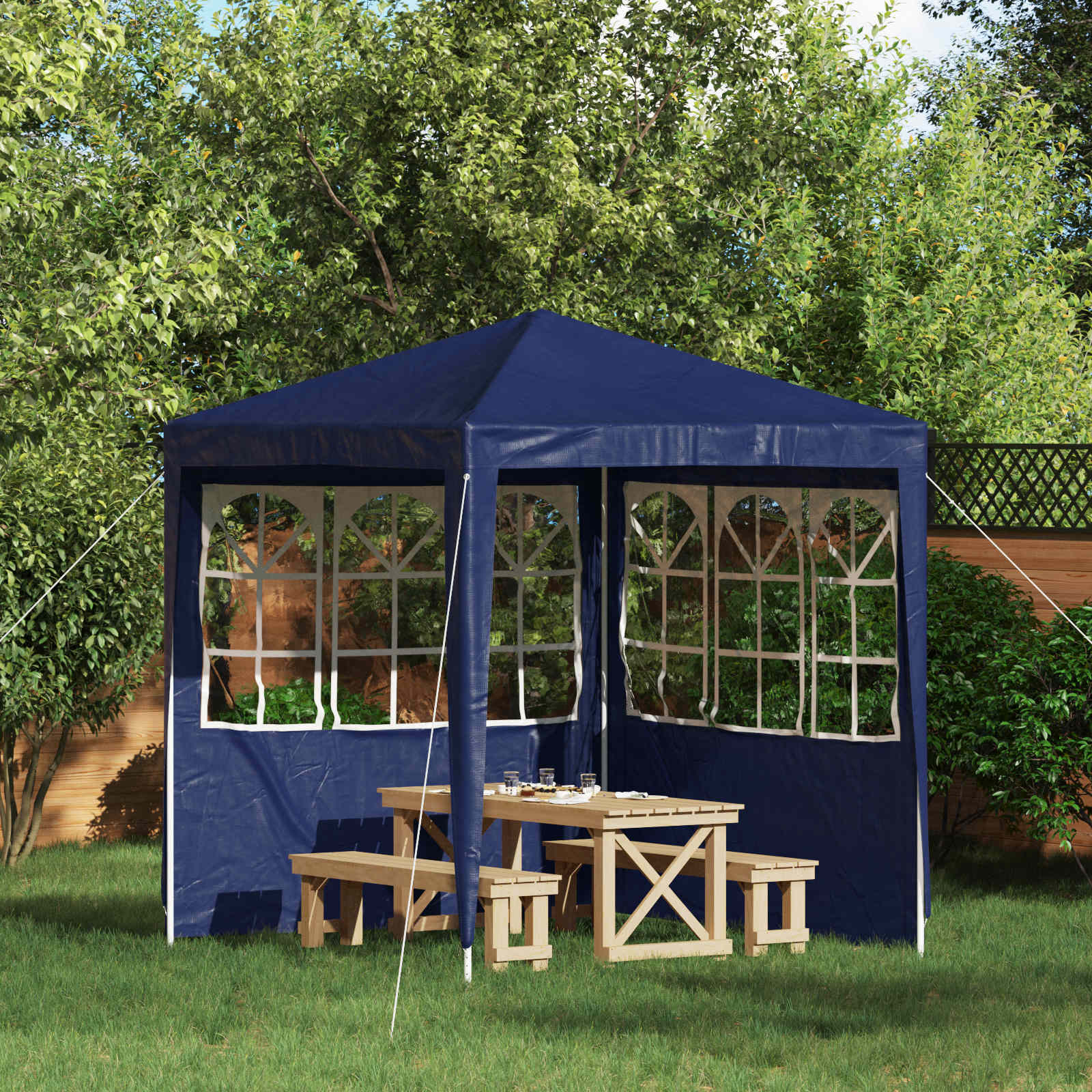 Party Tent Zijwand 2 pcs 200 x 195 cm Blauw PE en staal is nu te koop bij PeponiXL, paradijselijk wonen!