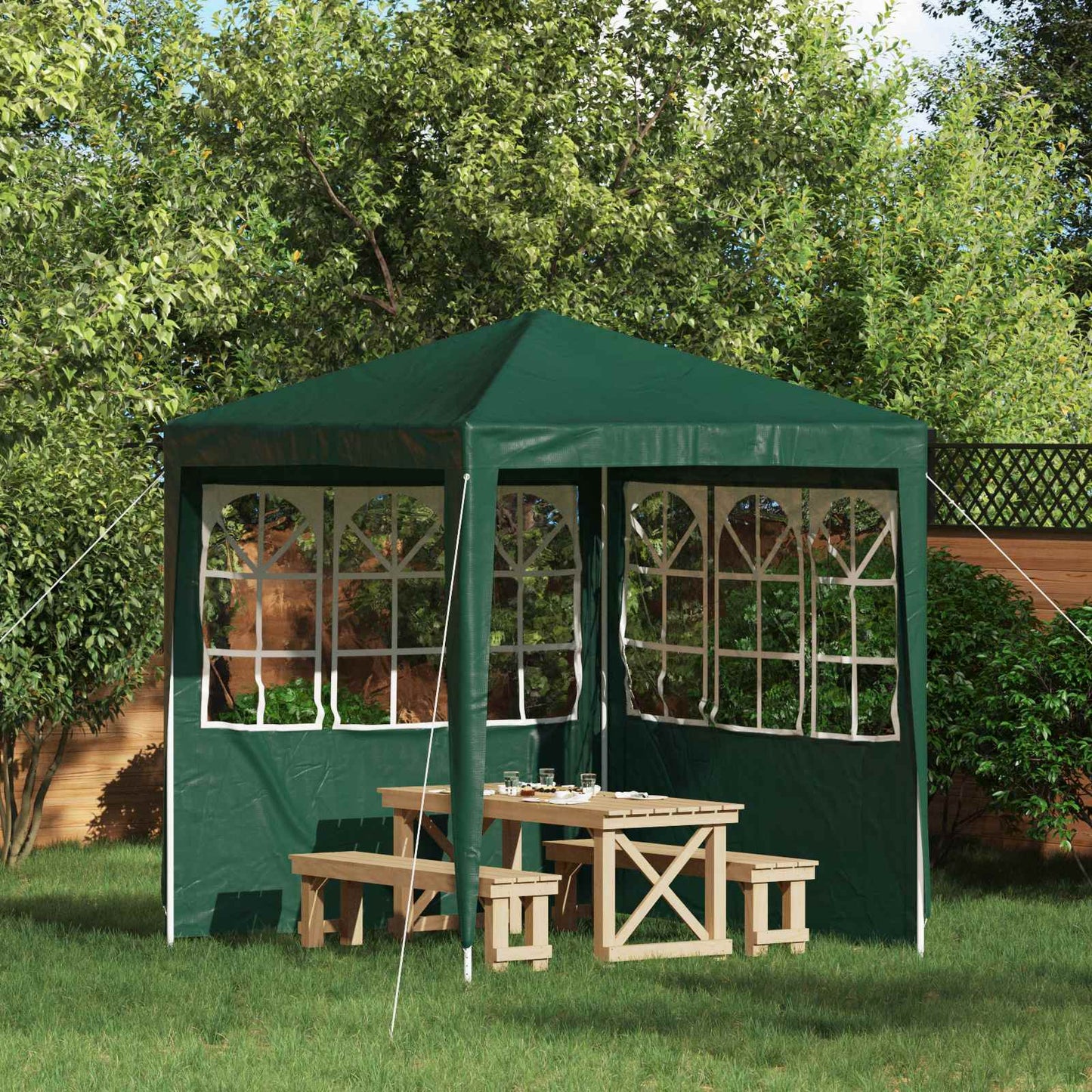 Party Tent Zijwand 2 pcs 200 x 195 cm Groen PE en staal is nu te koop bij PeponiXL, paradijselijk wonen!