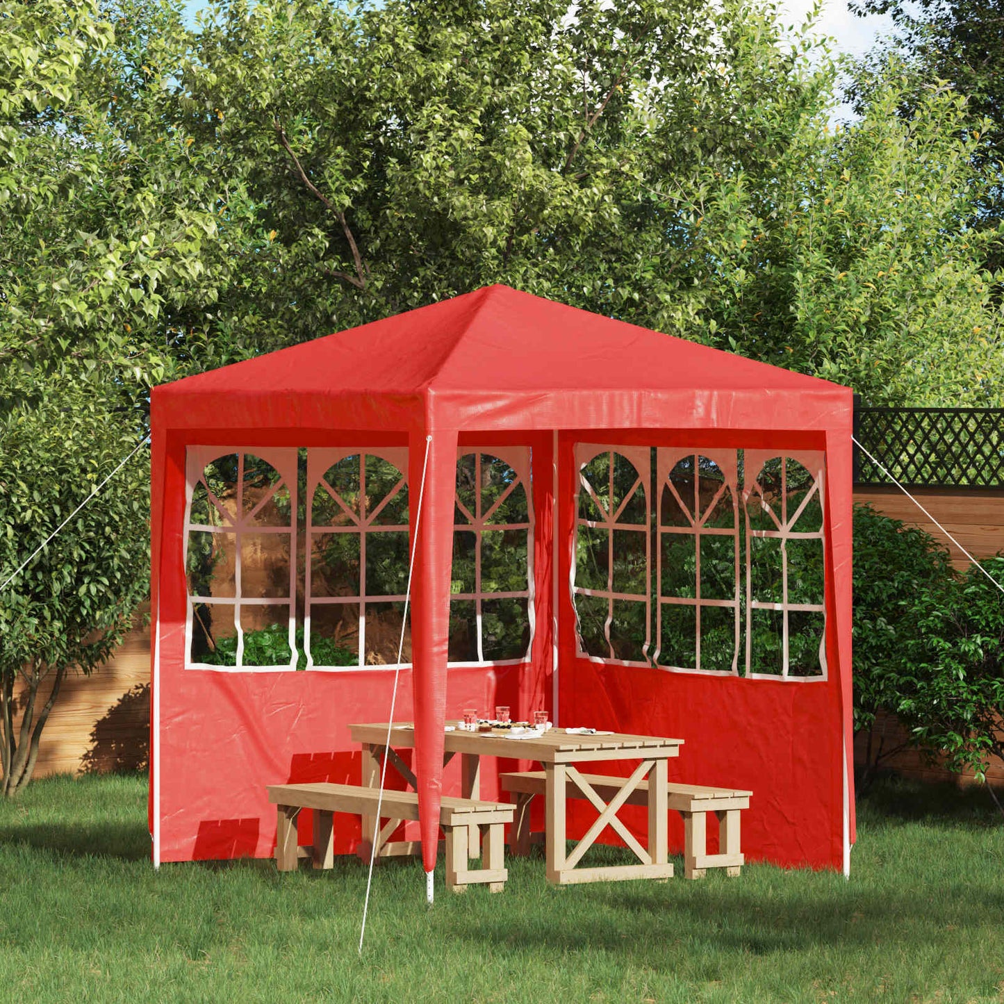 Party Tent Zijwand 2 pcs 200 x 195 cm Rood PE en staal is nu te koop bij PeponiXL, paradijselijk wonen!