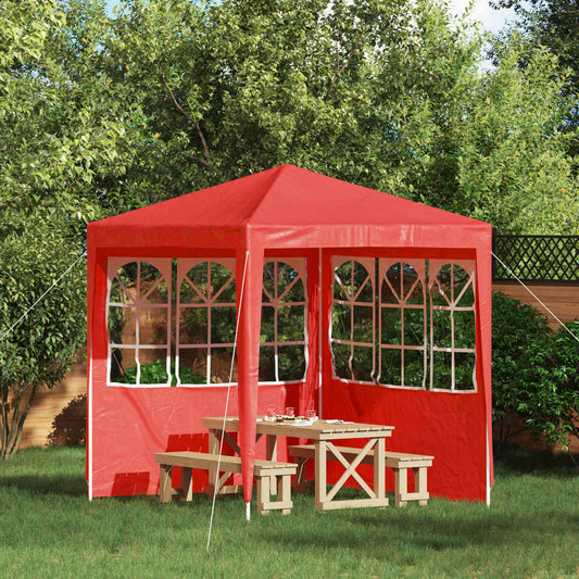 Party Tent Zijwand 2 pcs 200 x 195 cm Rood PE en staal is nu te koop bij PeponiXL, paradijselijk wonen!