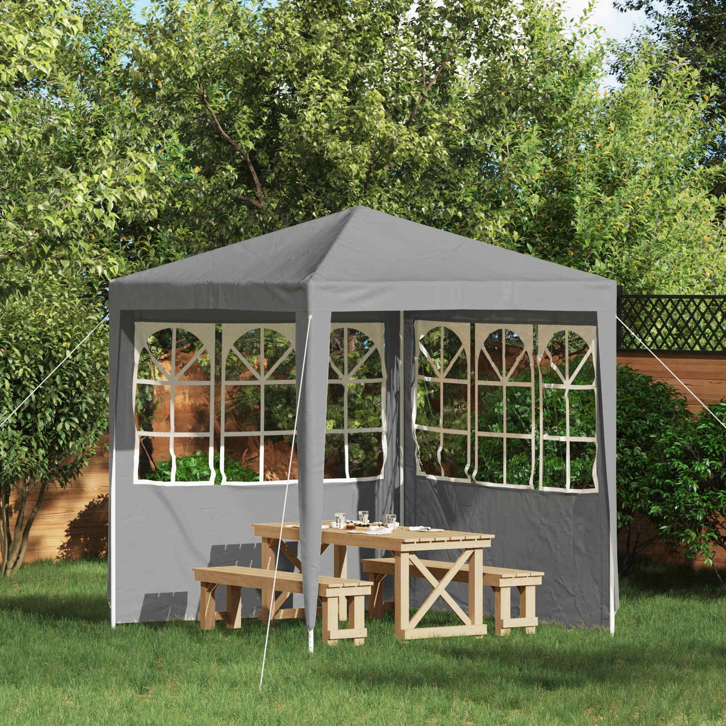 Party Tent Zijwand 2 pcs 200 x 195 cm Lichtgrijs PE en staal is nu te koop bij PeponiXL, paradijselijk wonen!