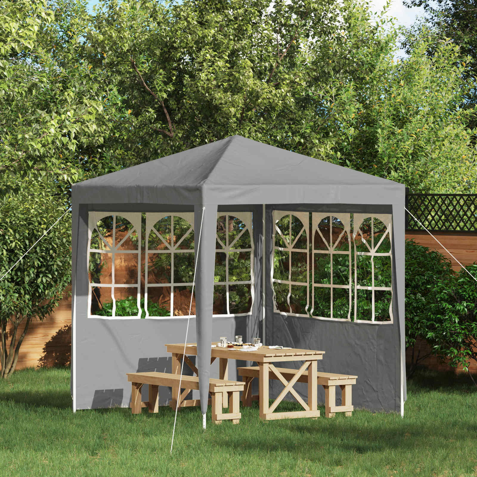 Party Tent Zijwand 2 pcs 200 x 195 cm Lichtgrijs PE en staal is nu te koop bij PeponiXL, paradijselijk wonen!