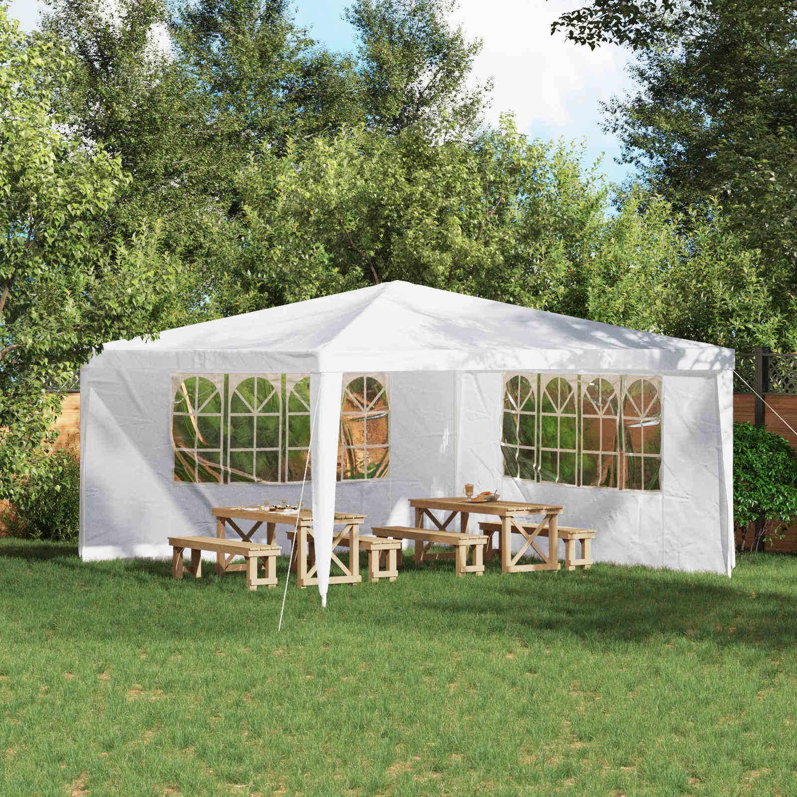 Party Tent Zijwand 2 pcs 400 x 195 cm Wit PE en staal is nu te koop bij PeponiXL, paradijselijk wonen!