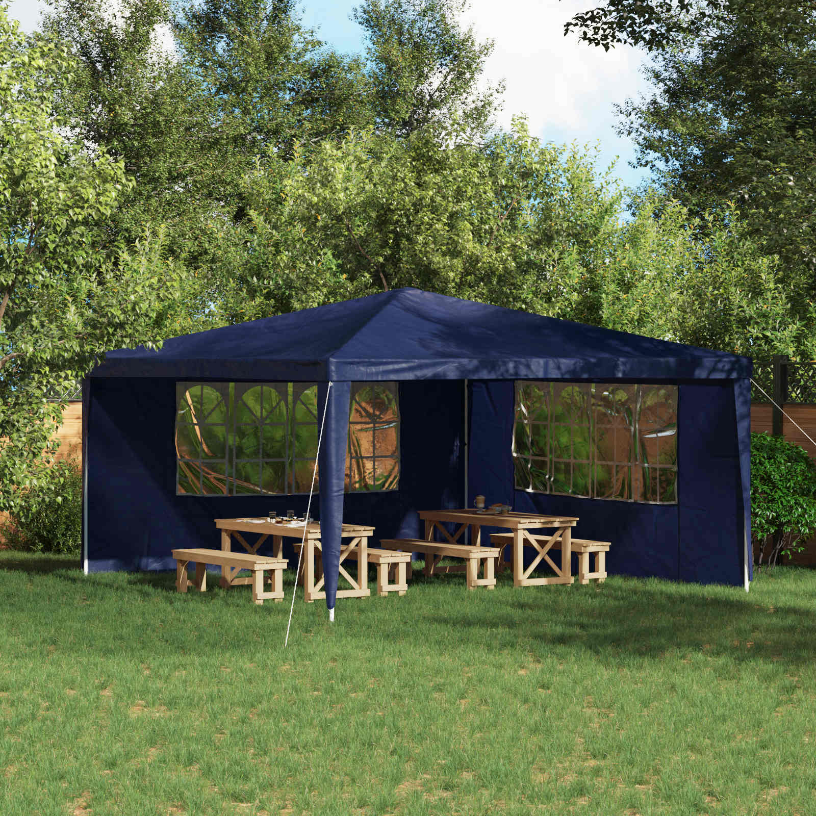 Party Tent Zijwand 2 pcs 400 x 195 cm Blauw PE en staal is nu te koop bij PeponiXL, paradijselijk wonen!