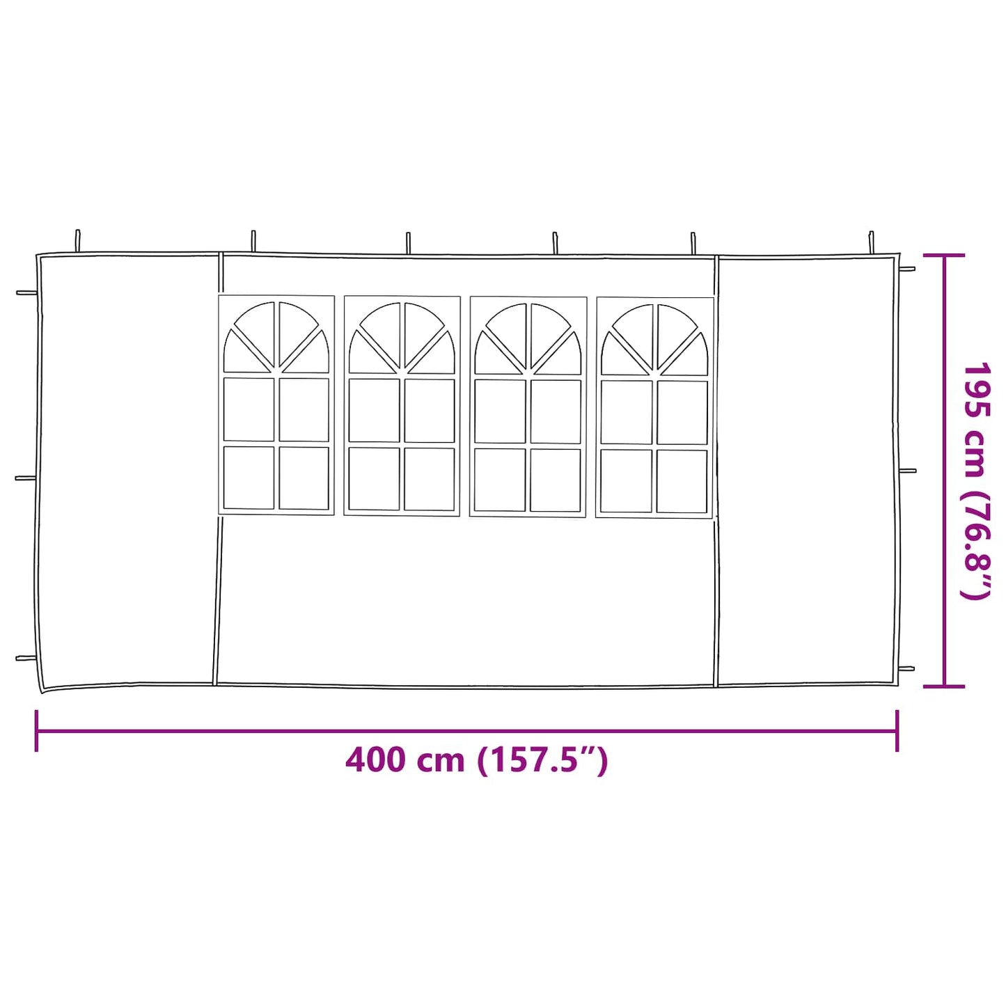 Party Tent Zijwand 2 pcs 400 x 195 cm Blauw PE en staal is nu te koop bij PeponiXL, paradijselijk wonen!