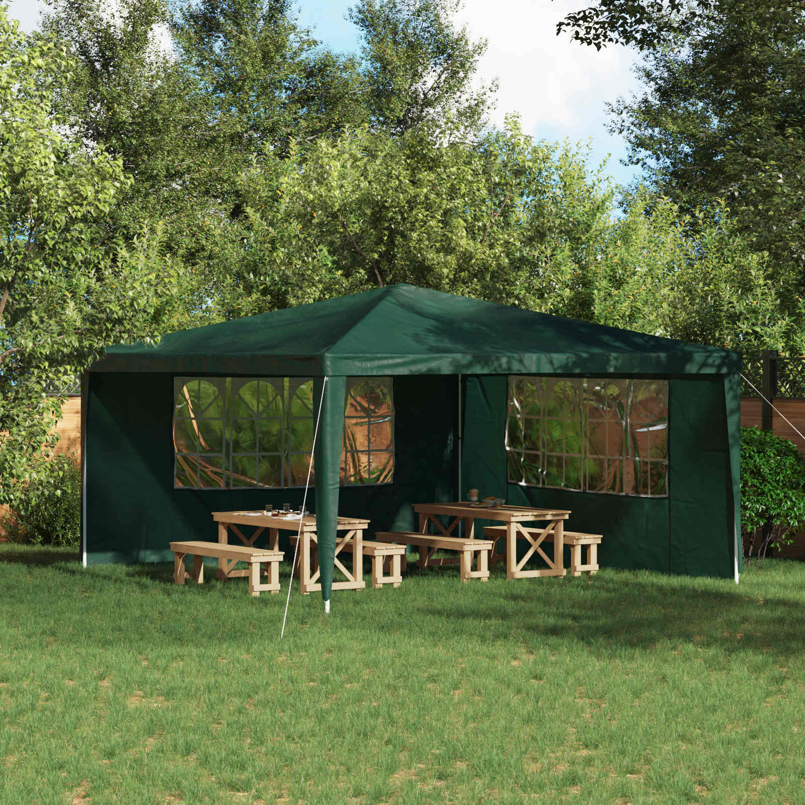 Party Tent Zijwand 2 pcs 400 x 195 cm Groen PE en staal is nu te koop bij PeponiXL, paradijselijk wonen!