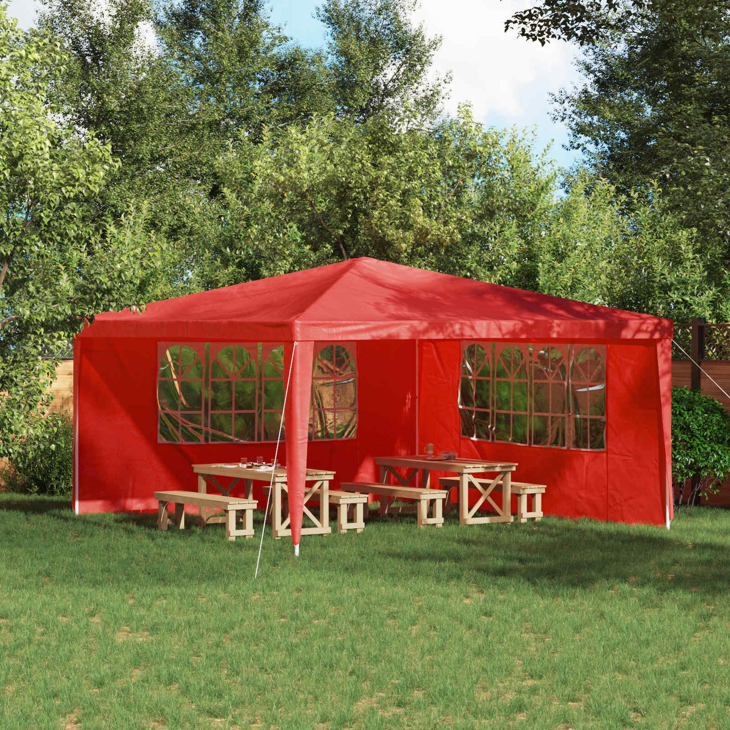 Party Tent Zijwand 2 pcs 400 x 195 cm Rood PE en staal is nu te koop bij PeponiXL, paradijselijk wonen!