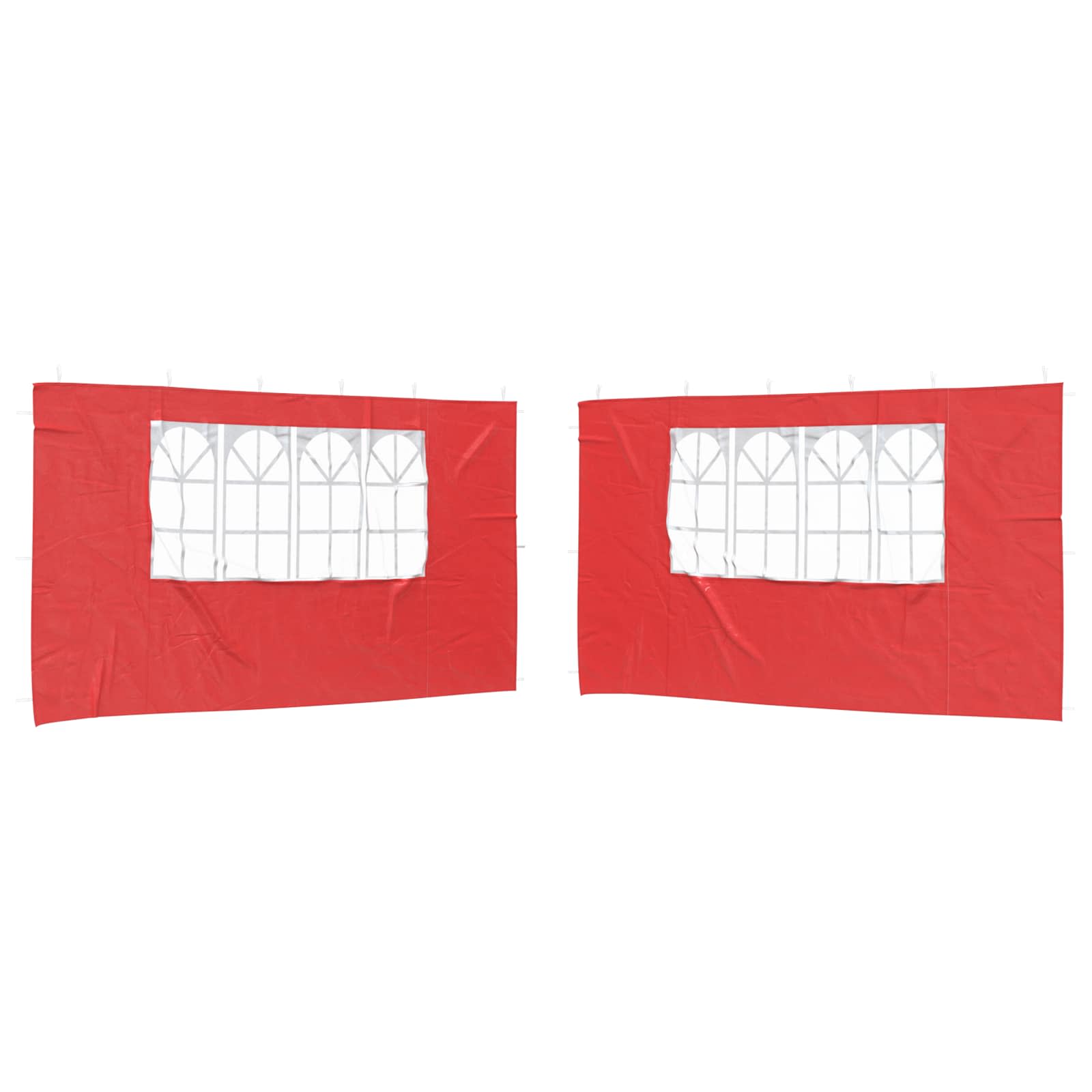 Party Tent Zijwand 2 pcs 400 x 195 cm Rood PE en staal is nu te koop bij PeponiXL, paradijselijk wonen!