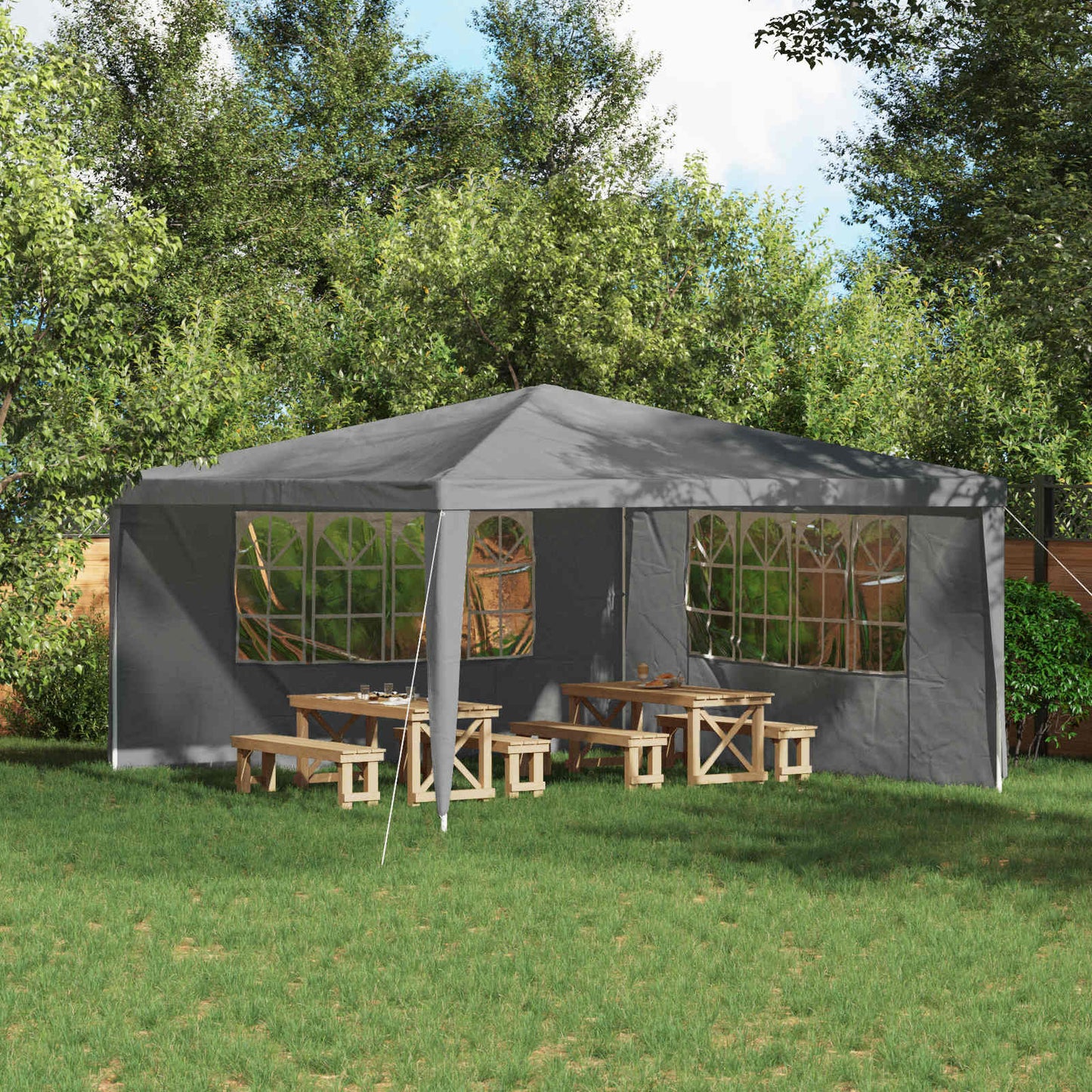 Party Tent Zijwand 2 pcs 400 x 195 cm Lichtgrijs PE en staal is nu te koop bij PeponiXL, paradijselijk wonen!