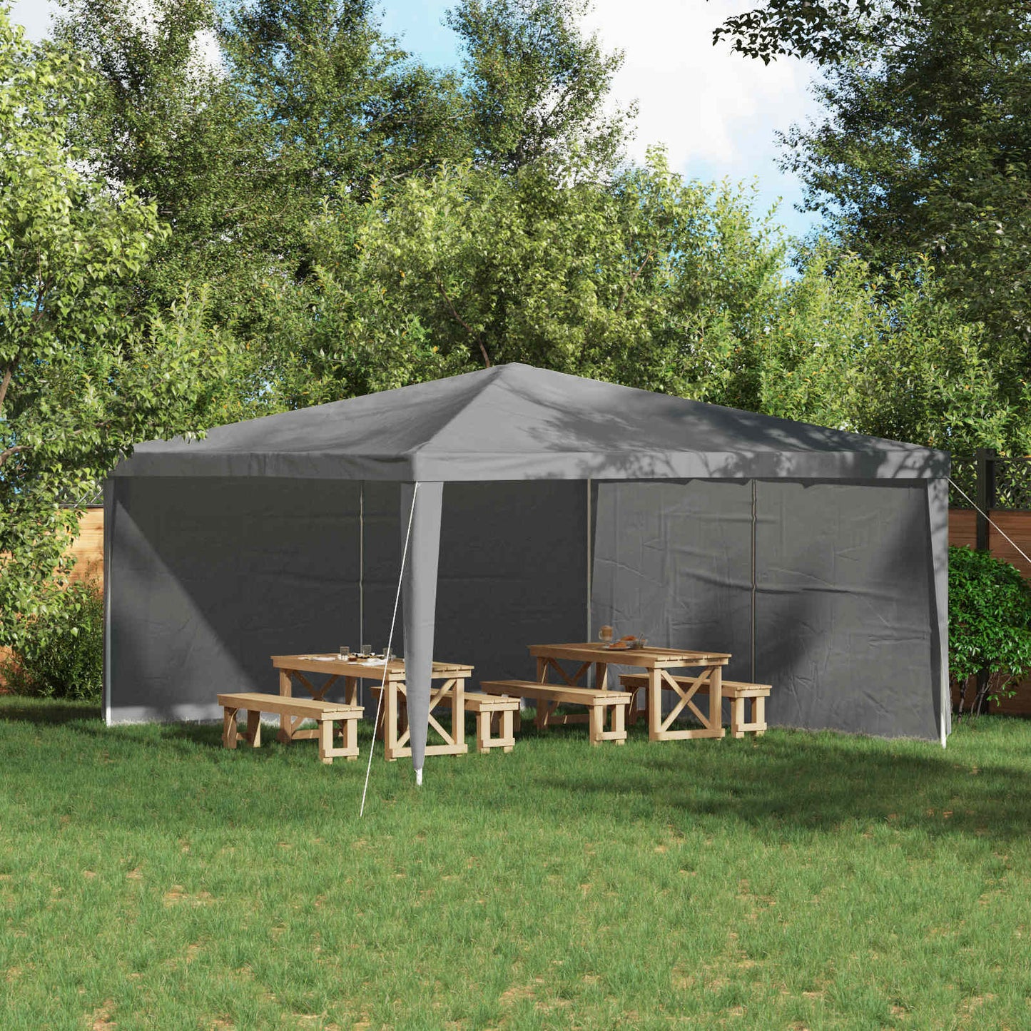 Party Tent Zijwand 2 pcs Lichtgrijs 400 x 195 cm PE en staal is nu te koop bij PeponiXL, paradijselijk wonen!