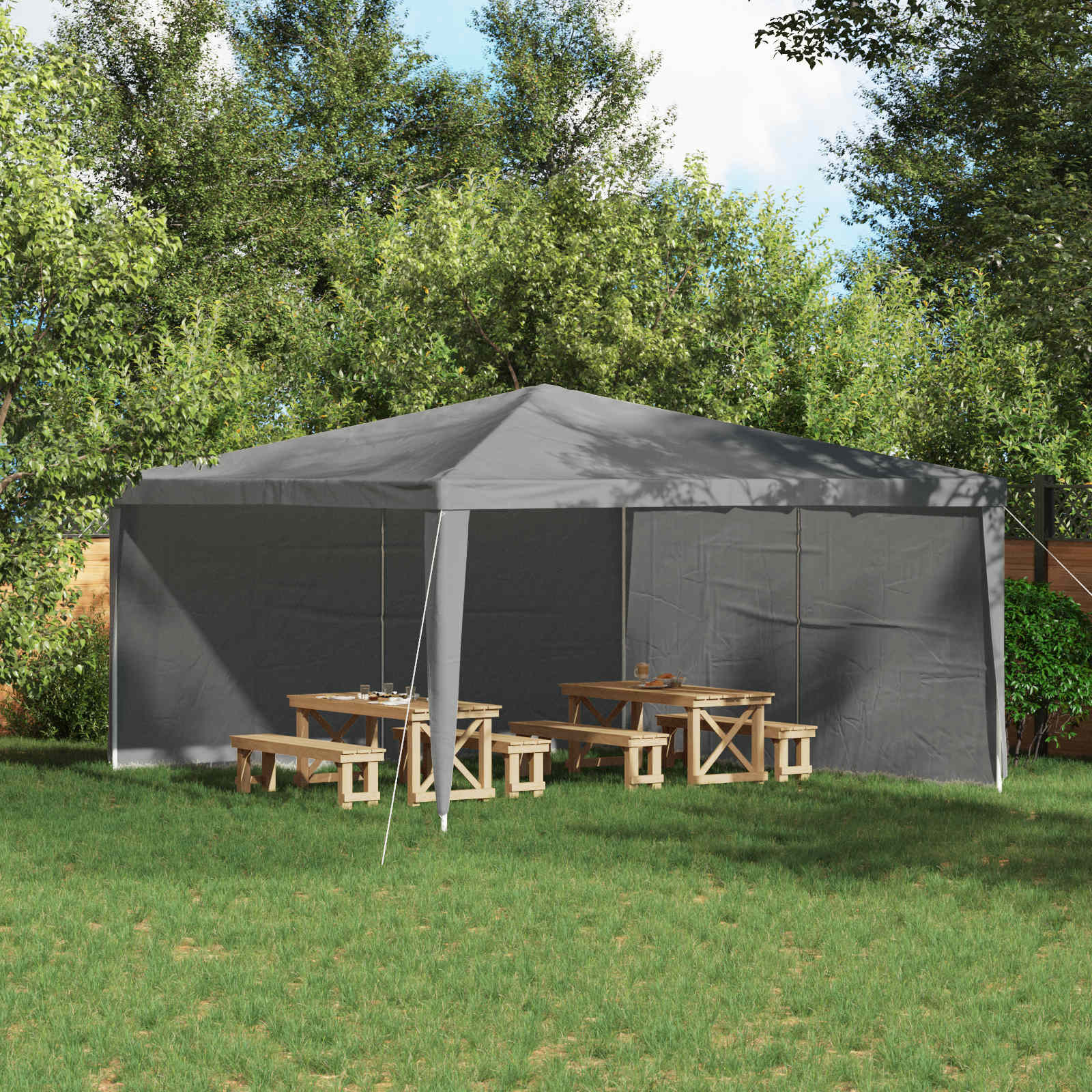 Party Tent Zijwand 2 pcs Lichtgrijs 400 x 195 cm PE en staal is nu te koop bij PeponiXL, paradijselijk wonen!