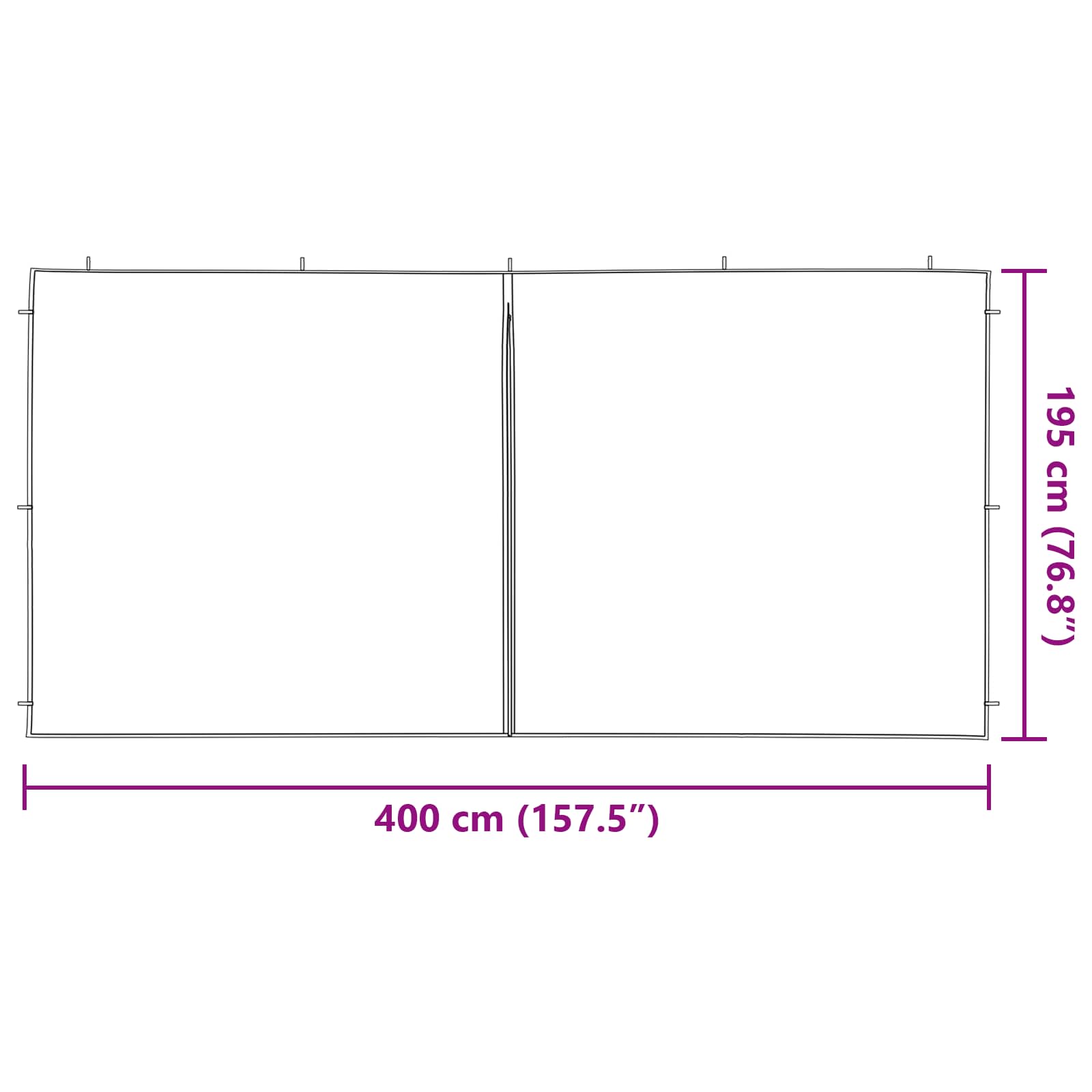 Party Tent Zijwand 2 pcs Lichtgrijs 400 x 195 cm PE en staal is nu te koop bij PeponiXL, paradijselijk wonen!