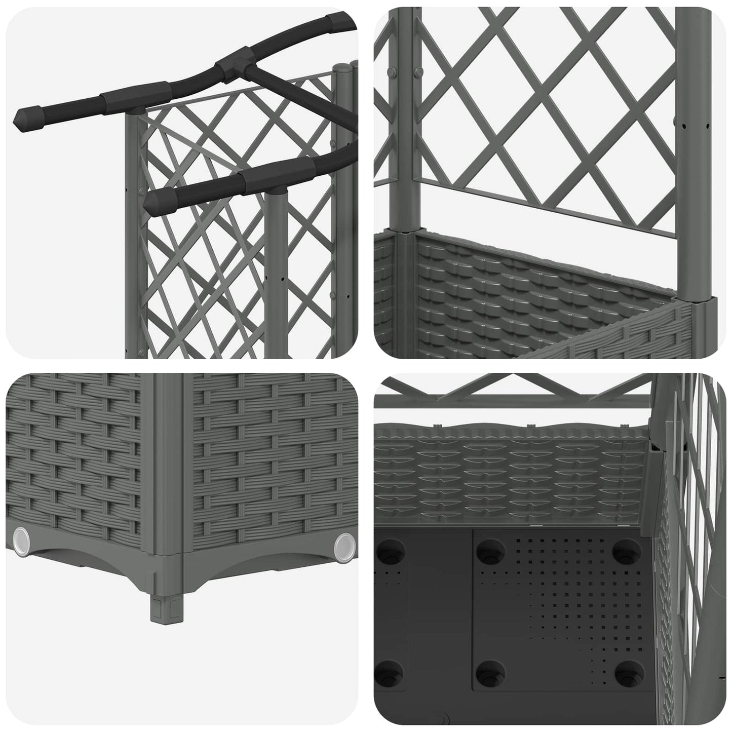 Verhoogd Bed met Trellis en Dak Lichtgrijs 124 x 40 x 123 cm PP is nu te koop bij PeponiXL, paradijselijk wonen!