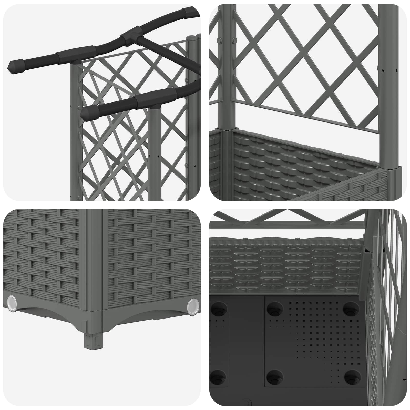 Verhoogd Bed met Trellis en Dak Lichtgrijs 124 x 40 x 123 cm PP is nu te koop bij PeponiXL, paradijselijk wonen!