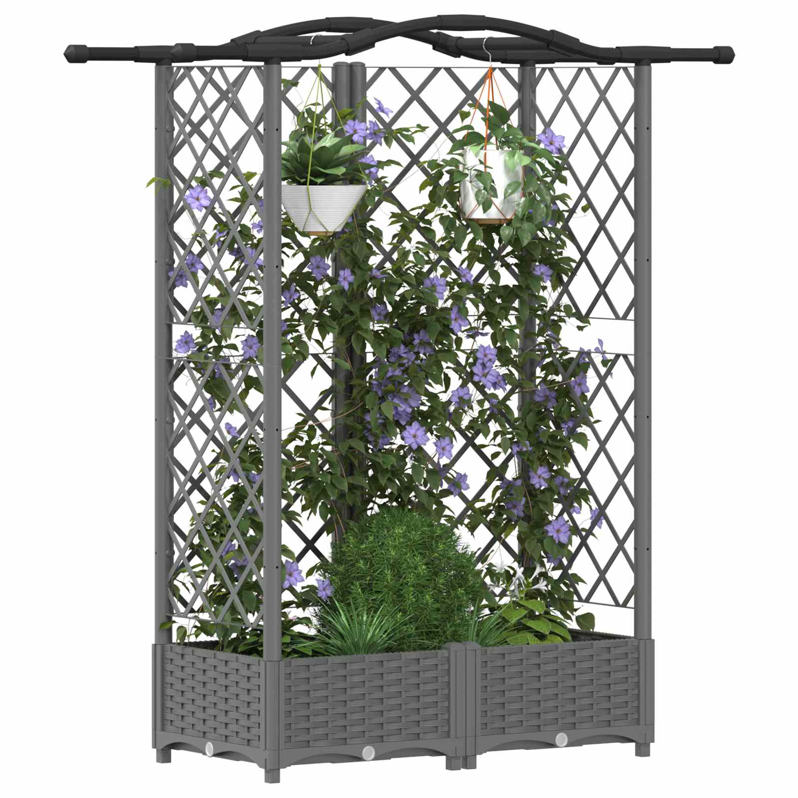 Verhoogd Bed met Trellis en Dak Lichtgrijs 124 x 40 x 123 cm PP is nu te koop bij PeponiXL, paradijselijk wonen!
