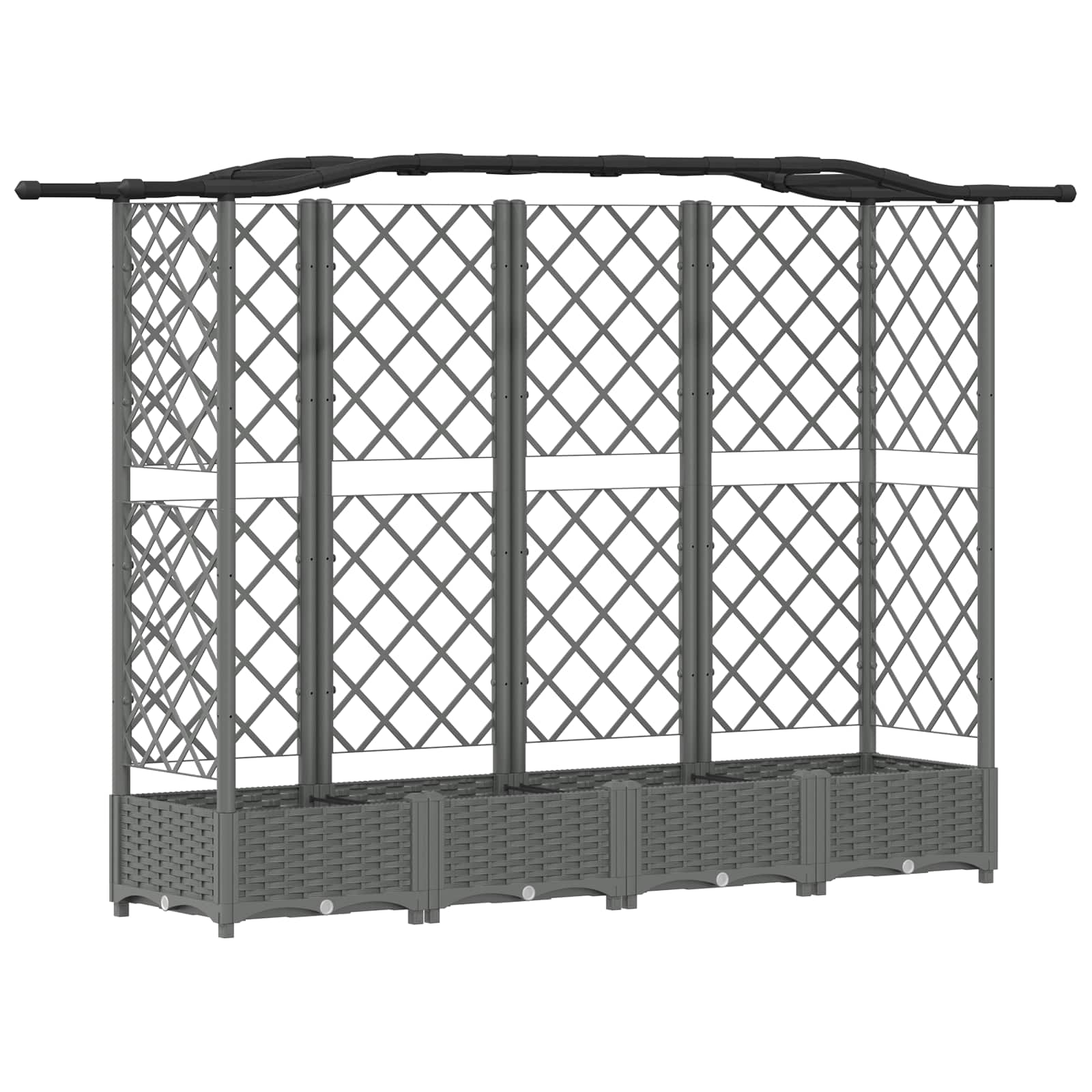 Verhoogd Bed met Trellis en Dak Lichtgrijs 203,5 x 40 x 123 cm is nu te koop bij PeponiXL, paradijselijk wonen!