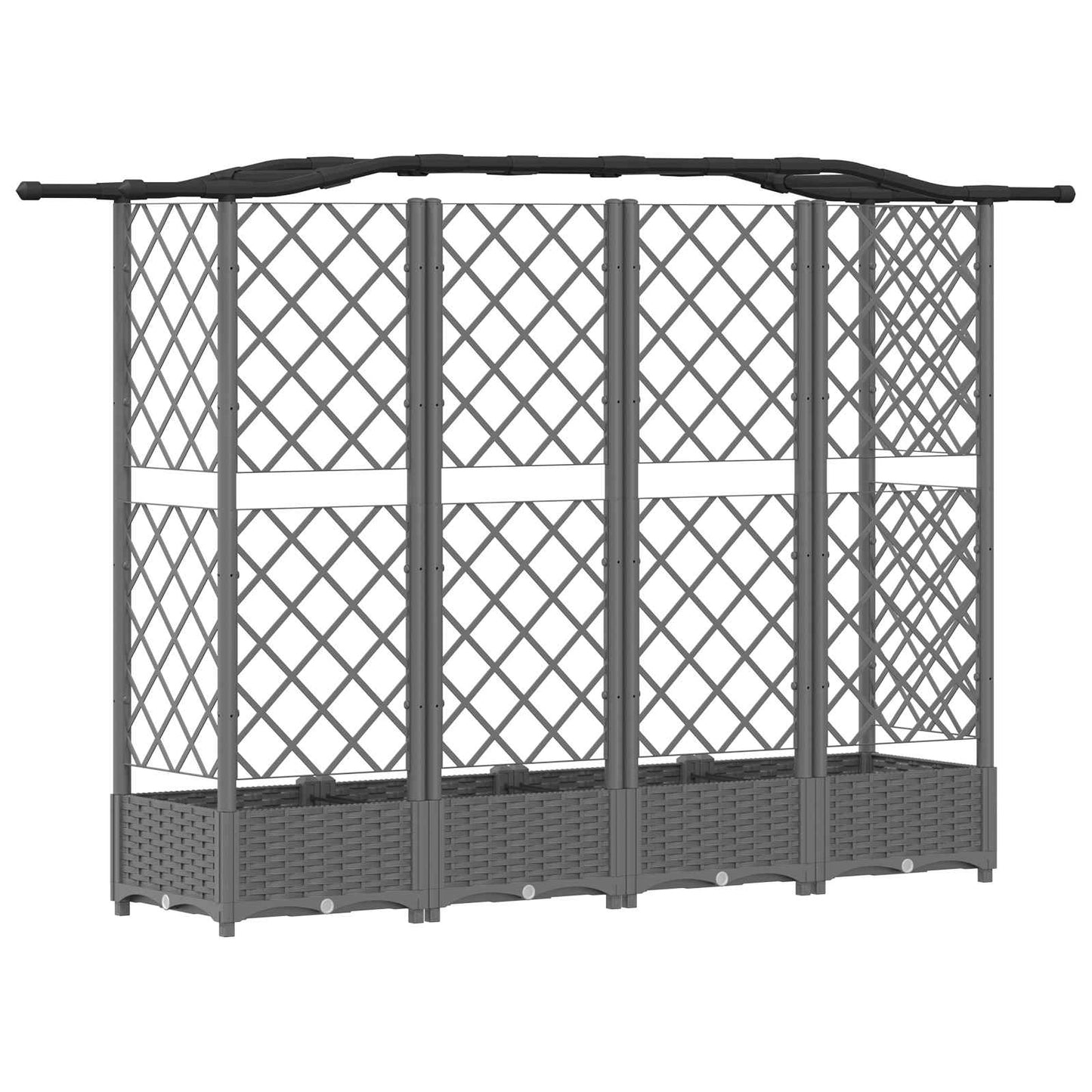 Verhoogd Bed met Trellis en Dak Lichtgrijs 203,5 x 40 x 123 cm is nu te koop bij PeponiXL, paradijselijk wonen!