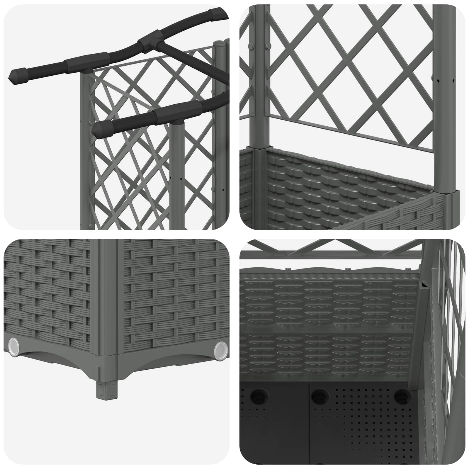 Verhoogd Bed met Trellis en Dak Lichtgrijs 122 x 40 x 138 cm PP is nu te koop bij PeponiXL, paradijselijk wonen!