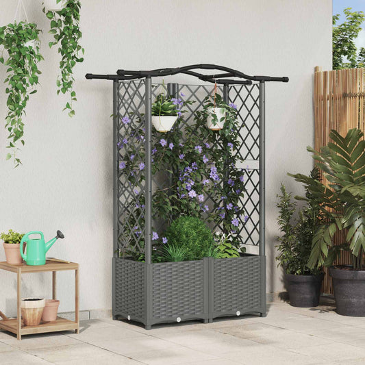 Verhoogd Bed met Trellis en Dak Lichtgrijs 122 x 40 x 138 cm PP is nu te koop bij PeponiXL, paradijselijk wonen!