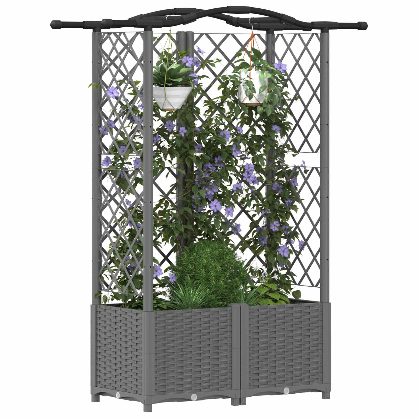 Verhoogd Bed met Trellis en Dak Lichtgrijs 122 x 40 x 138 cm PP is nu te koop bij PeponiXL, paradijselijk wonen!