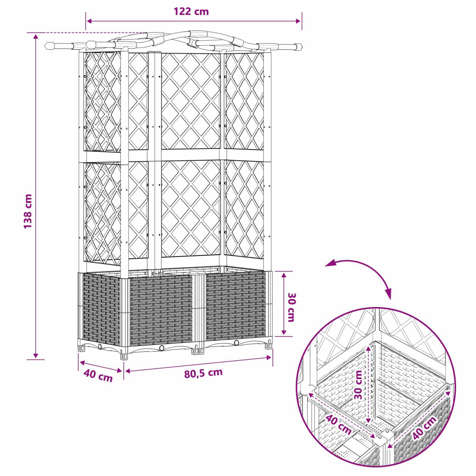 Verhoogd Bed met Trellis en Dak Lichtgrijs 122 x 40 x 138 cm PP is nu te koop bij PeponiXL, paradijselijk wonen!