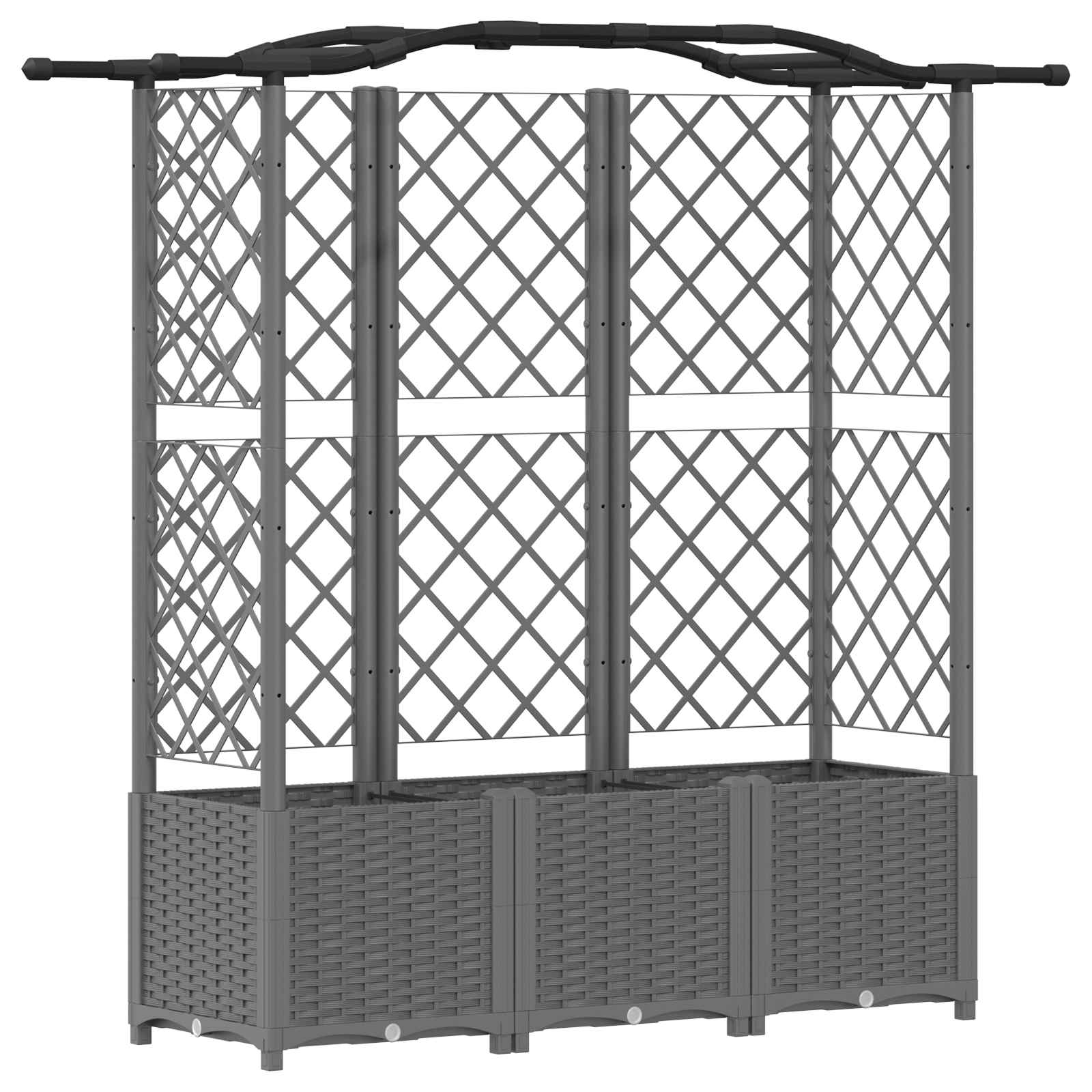 Verhoogd Bed met Trellis en Dak Lichtgrijs 163 x 40 x 138 cm PP is nu te koop bij PeponiXL, paradijselijk wonen!
