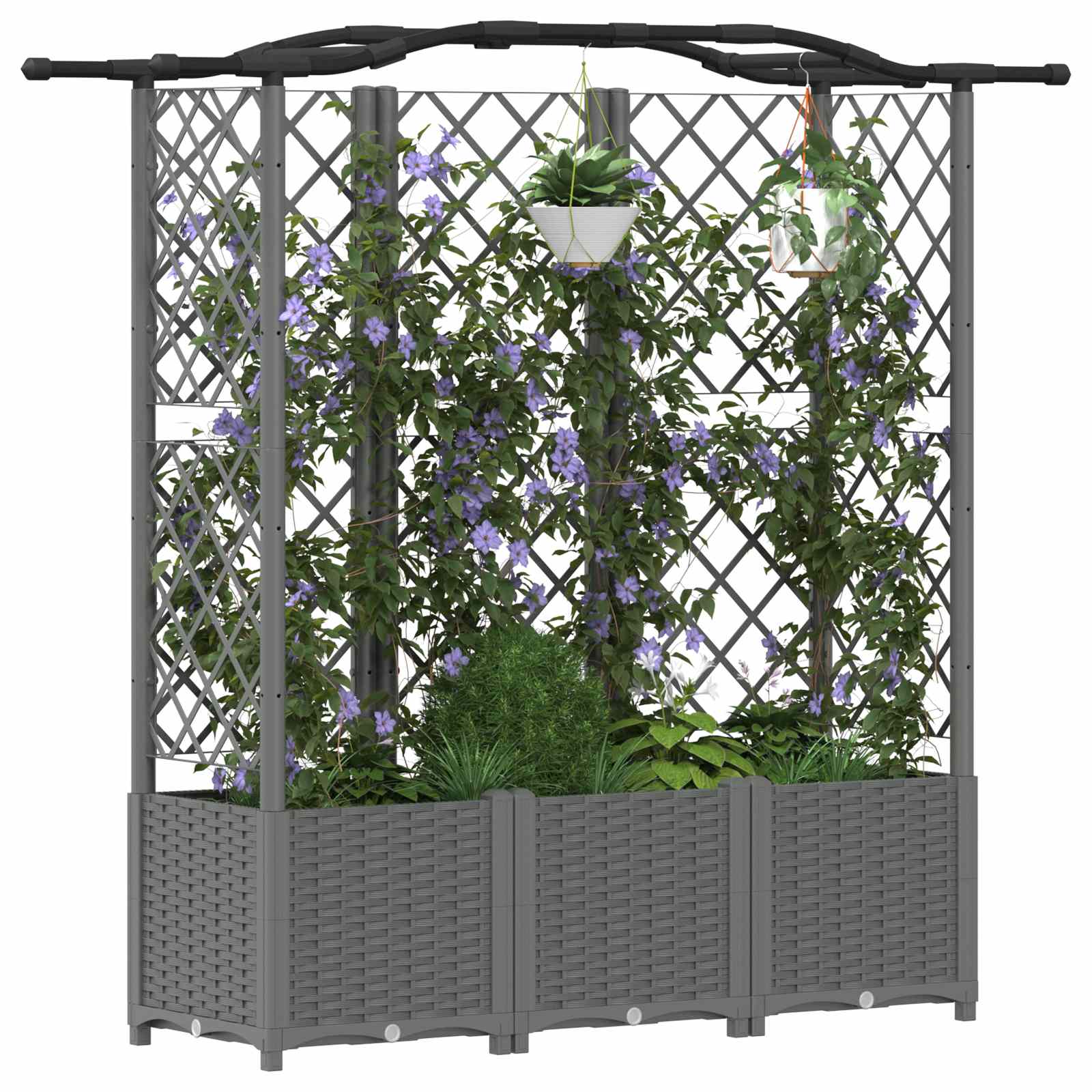 Verhoogd Bed met Trellis en Dak Lichtgrijs 163 x 40 x 138 cm PP is nu te koop bij PeponiXL, paradijselijk wonen!